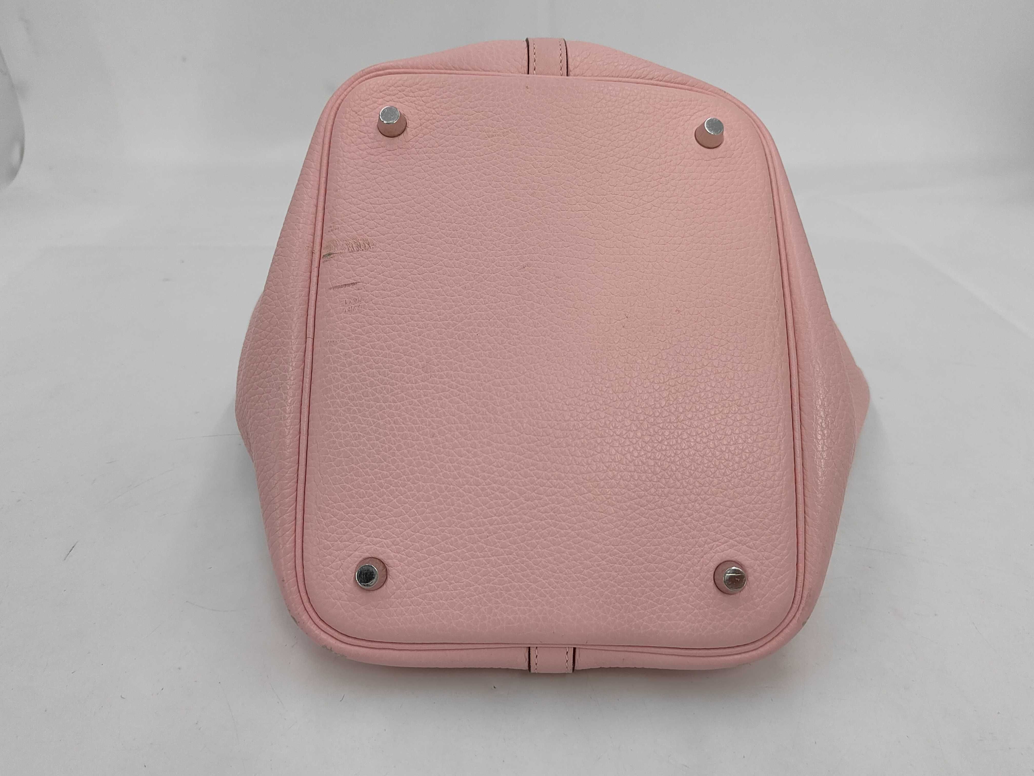 Picotin Lock MM Taurillon Leather Pink Silver Hardware T Stamp Handbag — view 6