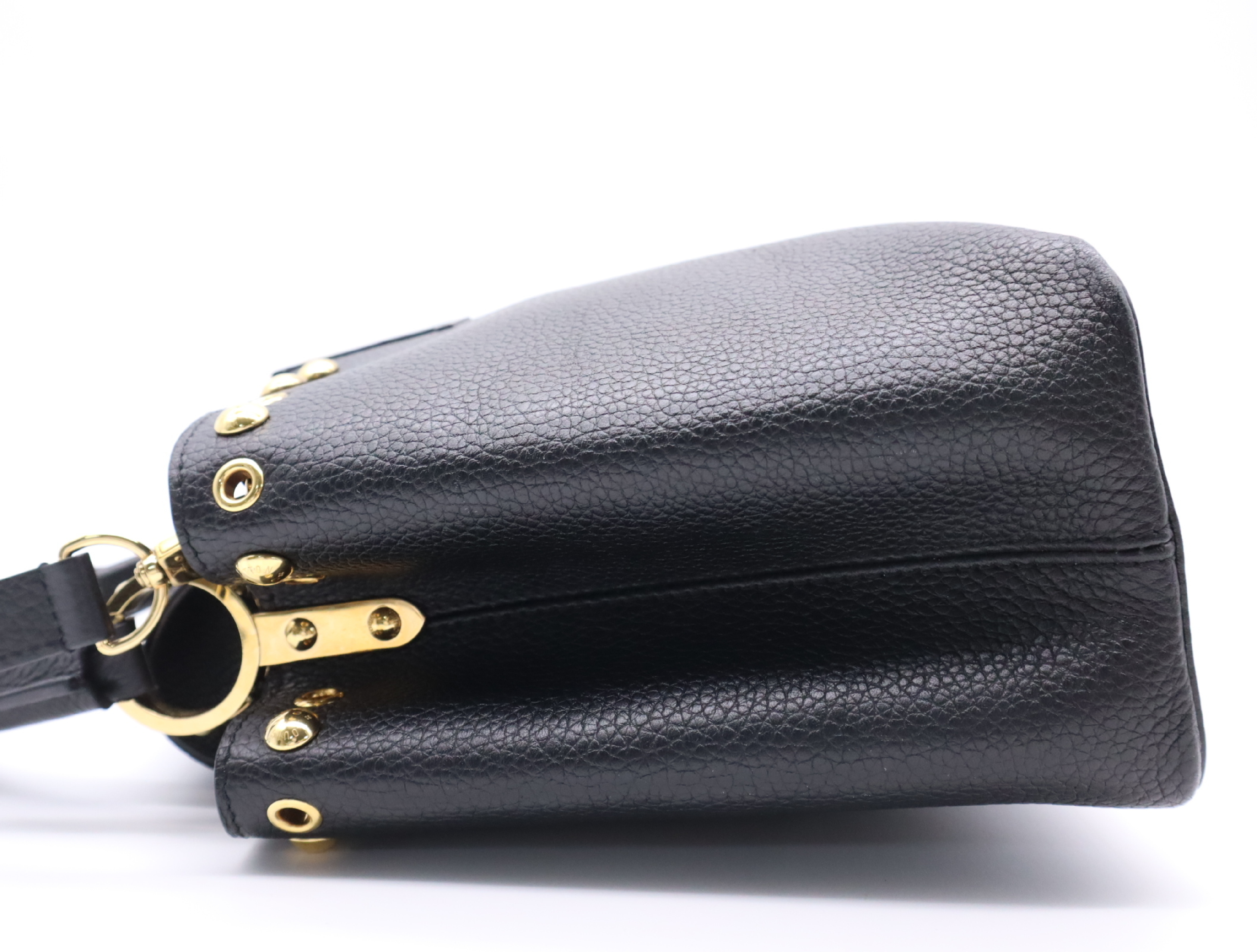 M50631 Taurillon Capucines PM Noir Handbag with Shoulder Strap (RFID detected) — view 3