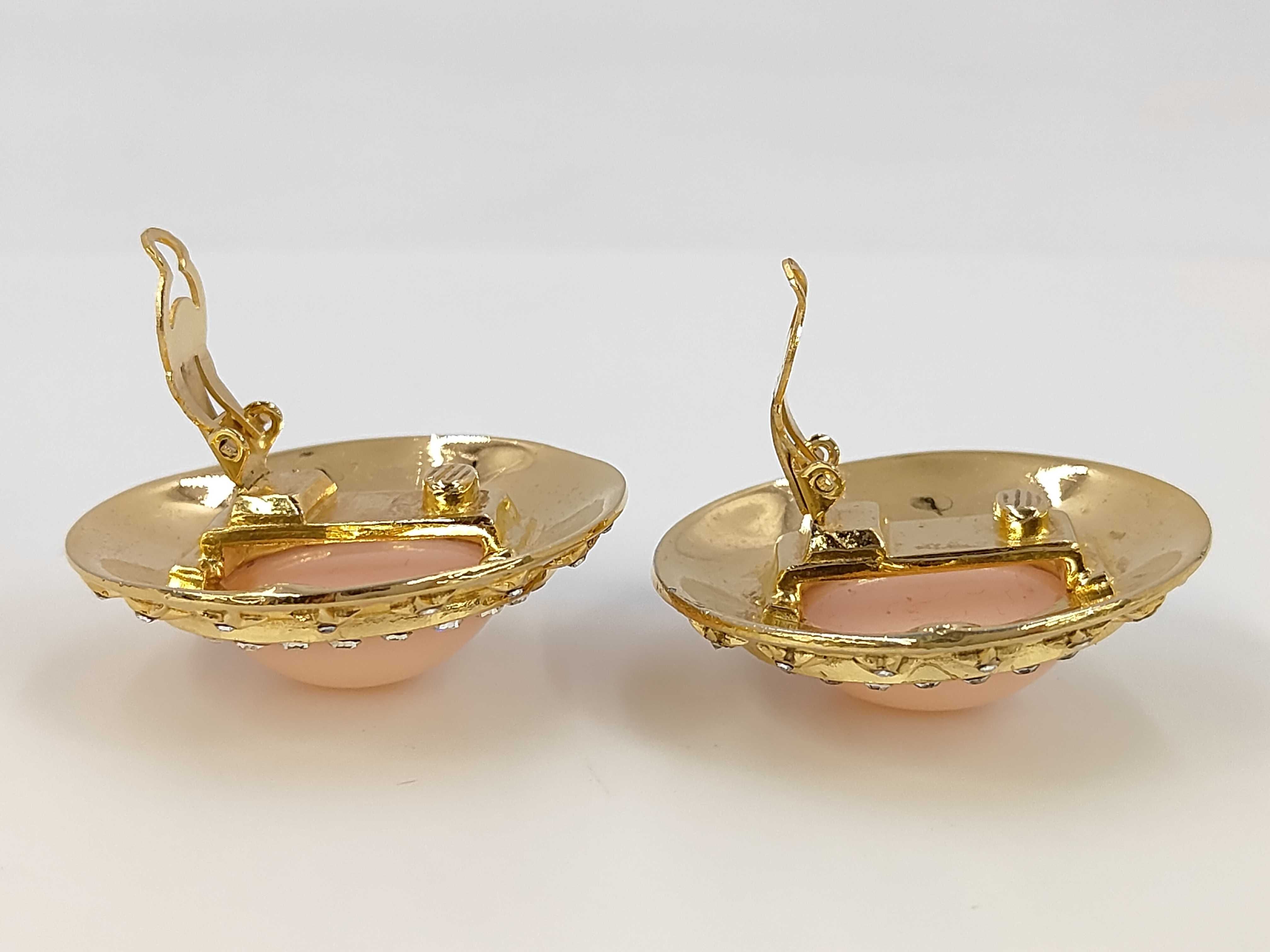 Star Rhinestone Pink Stone Gold Earrings — view 3