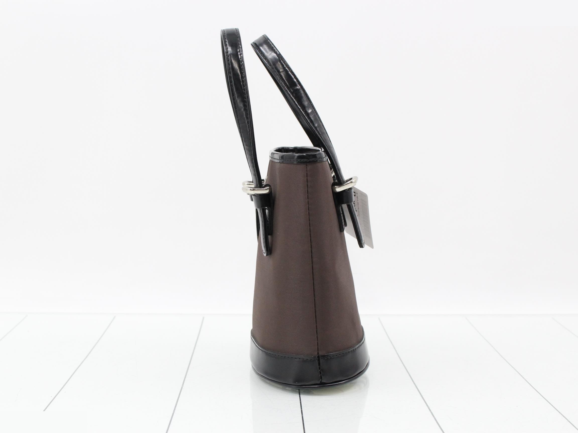 Mini handbag, bucket style, nylon, brown, W17 H19 D10 — view 3