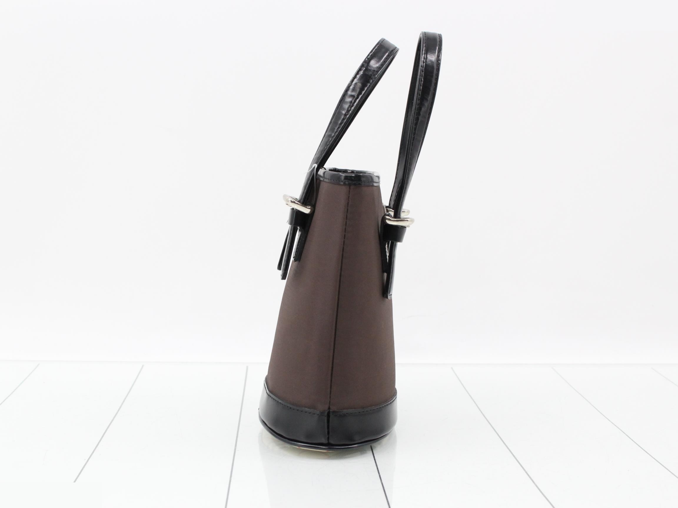 Mini handbag, bucket style, nylon, brown, W17 H19 D10 — view 4