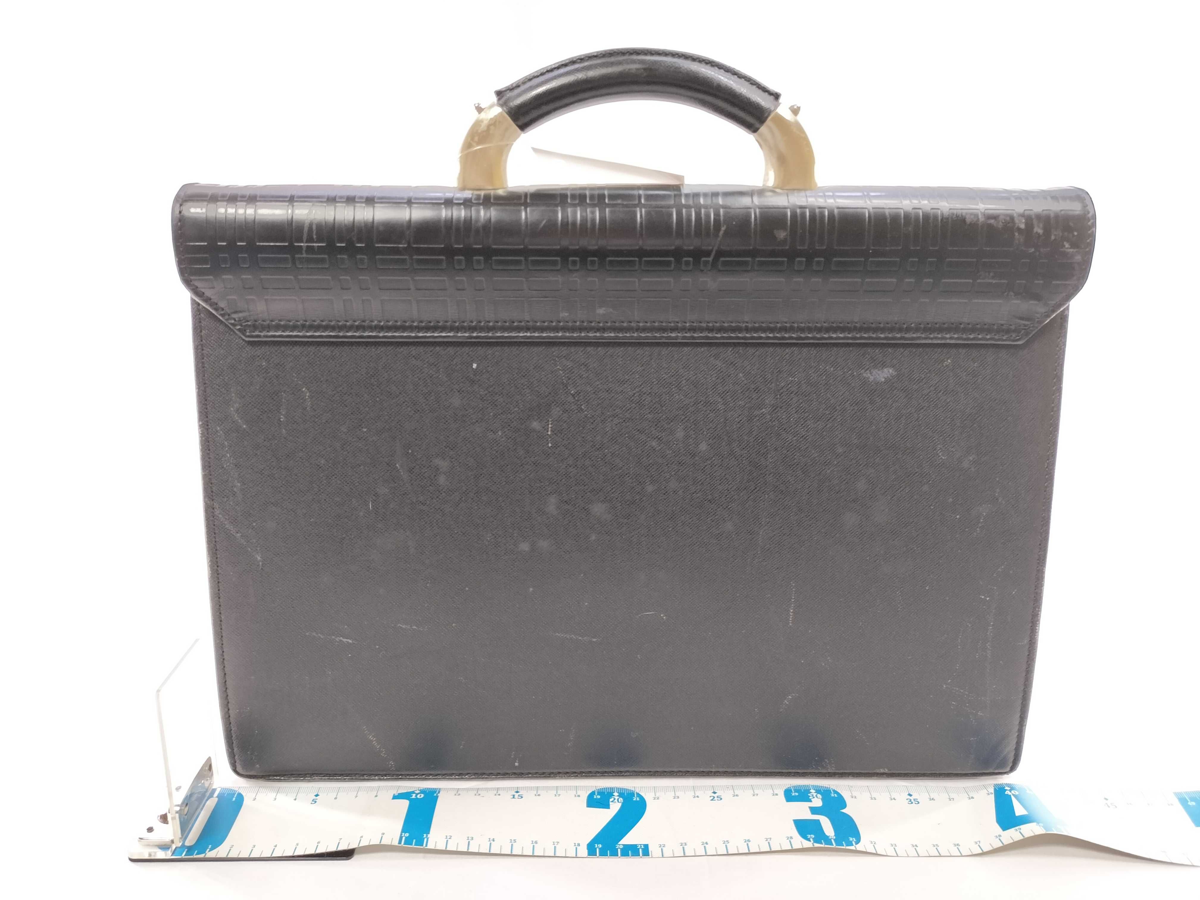 Leather Check Embossed Business Bag — view 2