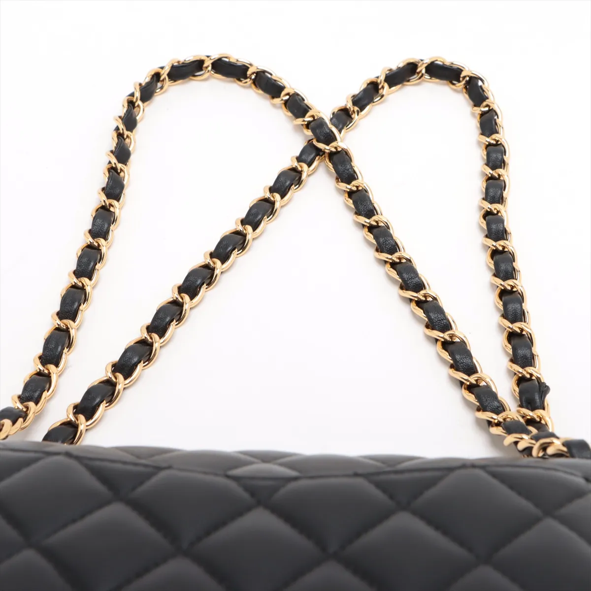 [Individually wrapped] Chanel Matelasse 25 Lambskin Double Flap Double Chain Bag Black Gold Hardware 30915323 30s A01112 — view 6
