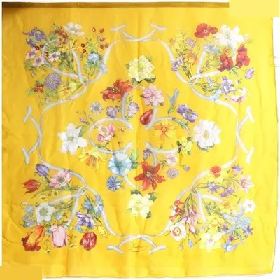 silk scarf, floral pattern, with tag.