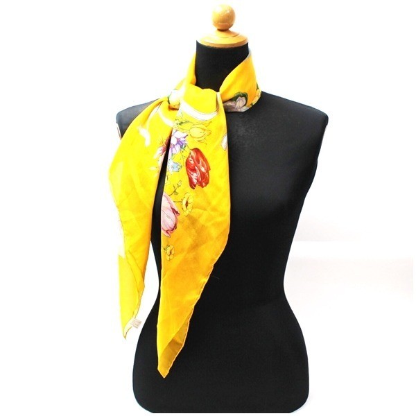 silk scarf, floral pattern, with tag. — view 3
