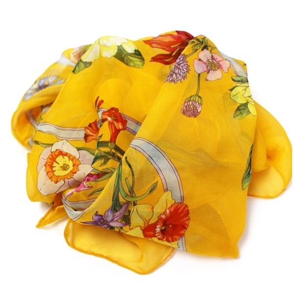 silk scarf, floral pattern, with tag. — view 6