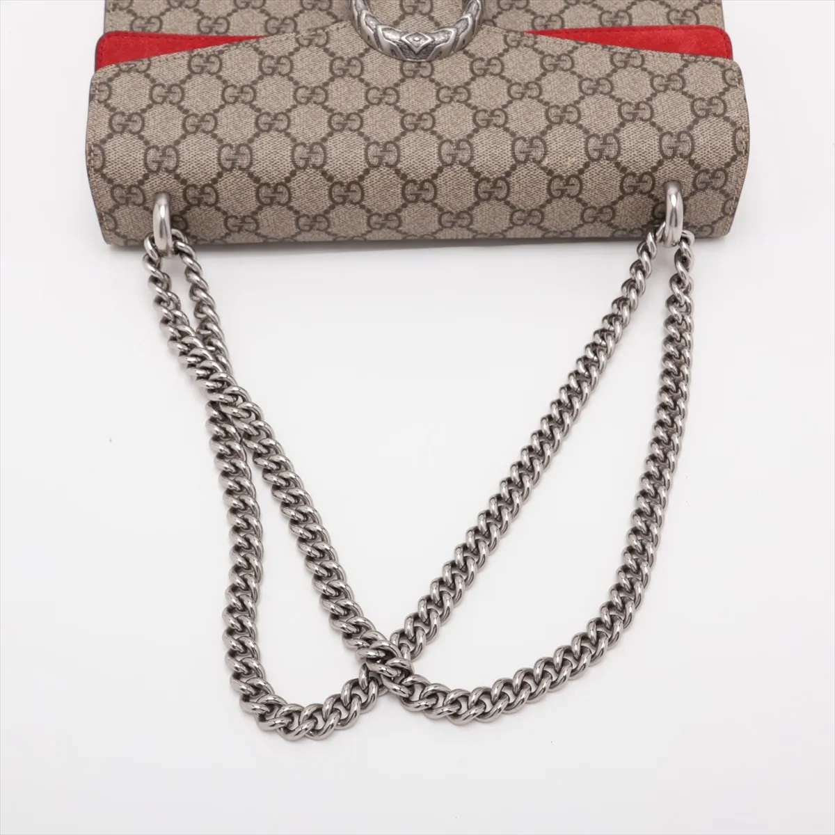 GG Supreme 400249 PVC x Suede Chain Shoulder Bag Beige x Red — view 5