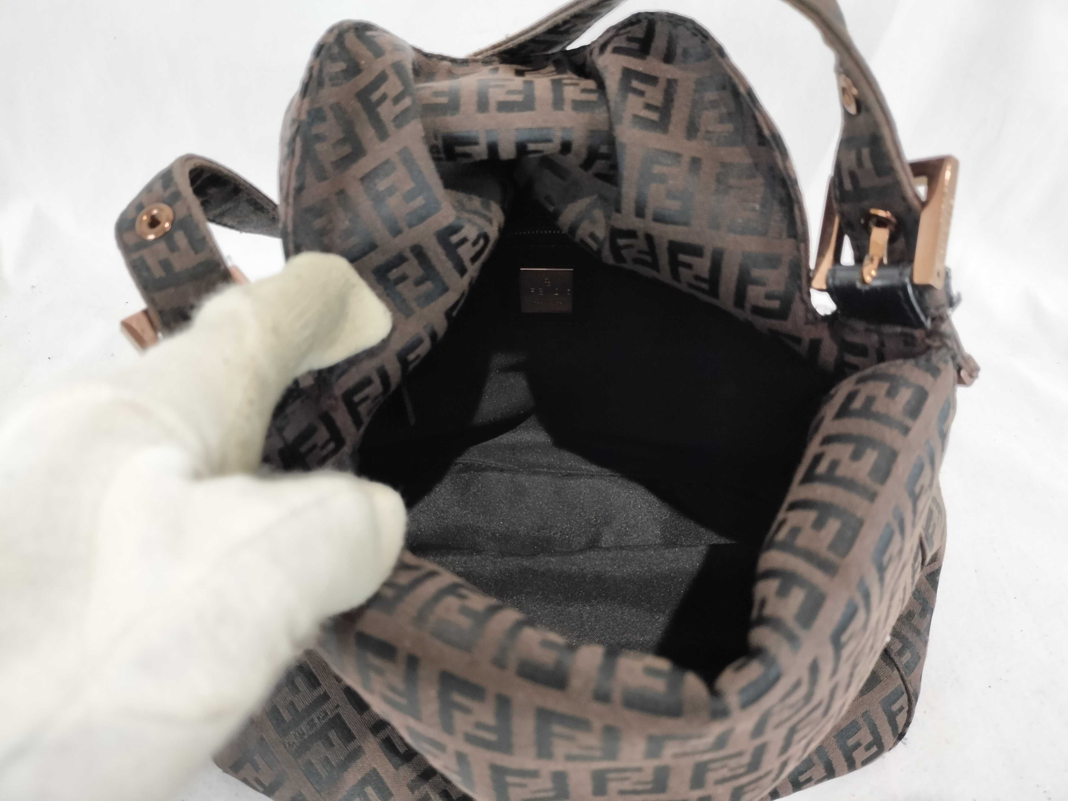 Mamma Bucket Brown Handbag with Pink Gold Hardware — view 10