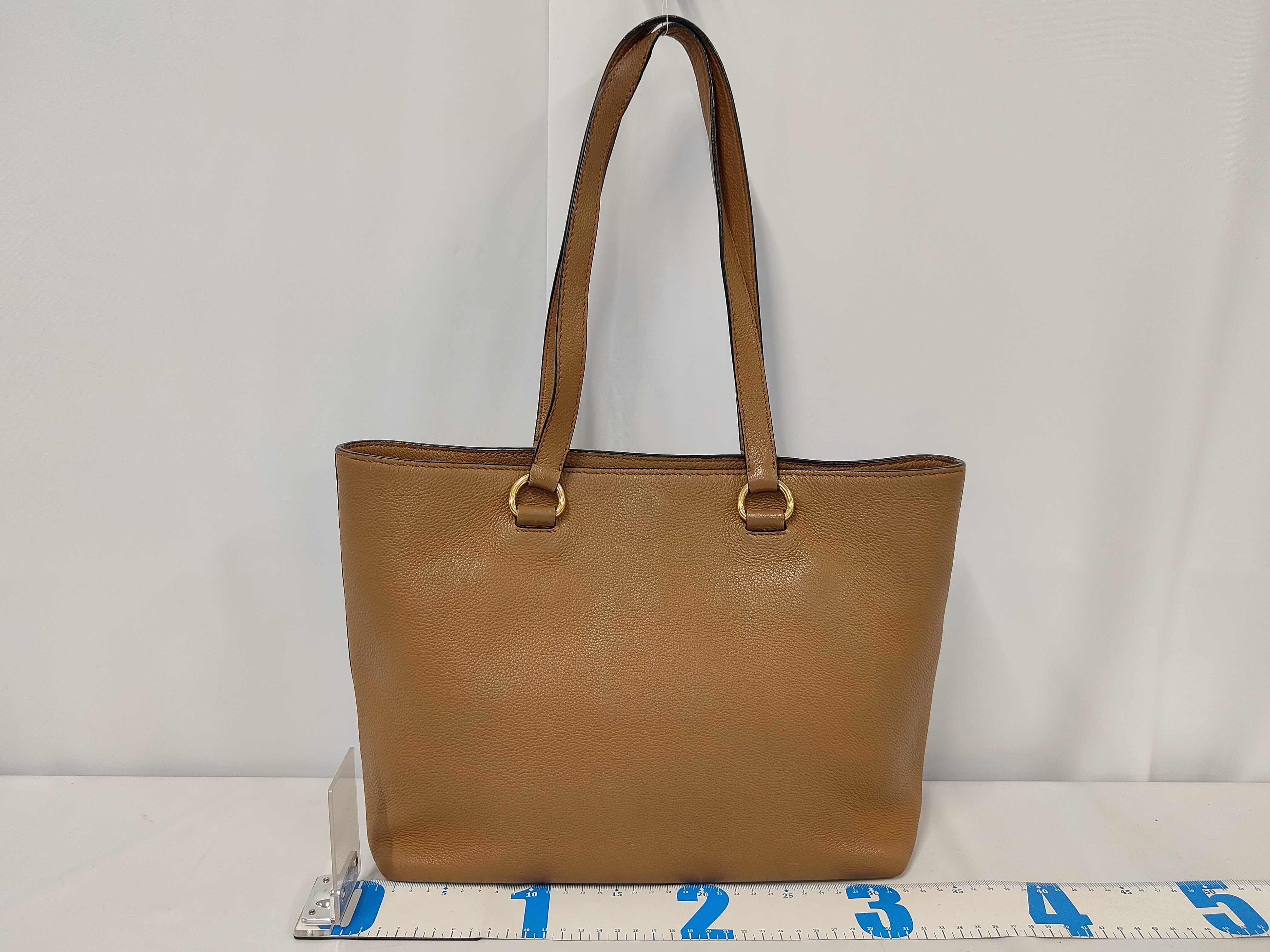 Embossed Logo Leather Tote Bag — view 2