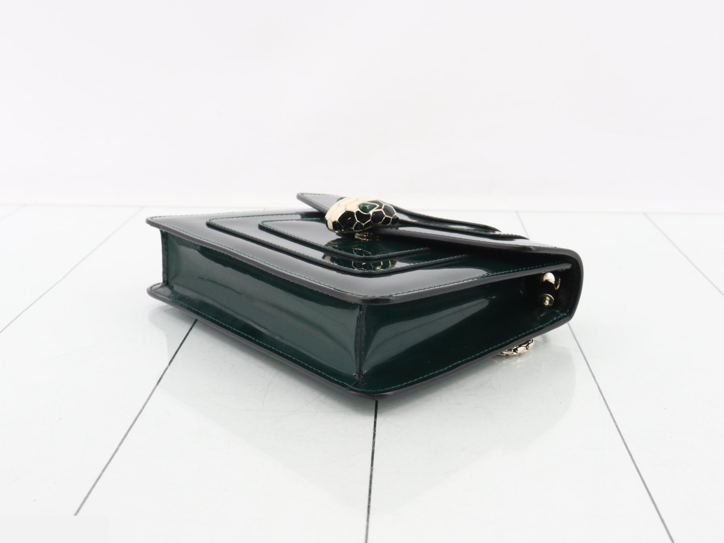 Serpenti Forever Enamel Chain Shoulder Bag, Dark Green — view 6