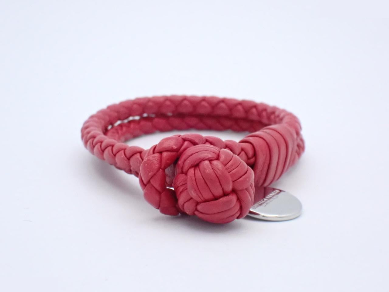 Intrecciato (small items), bracelet, bangle (leather/fabric) - Red