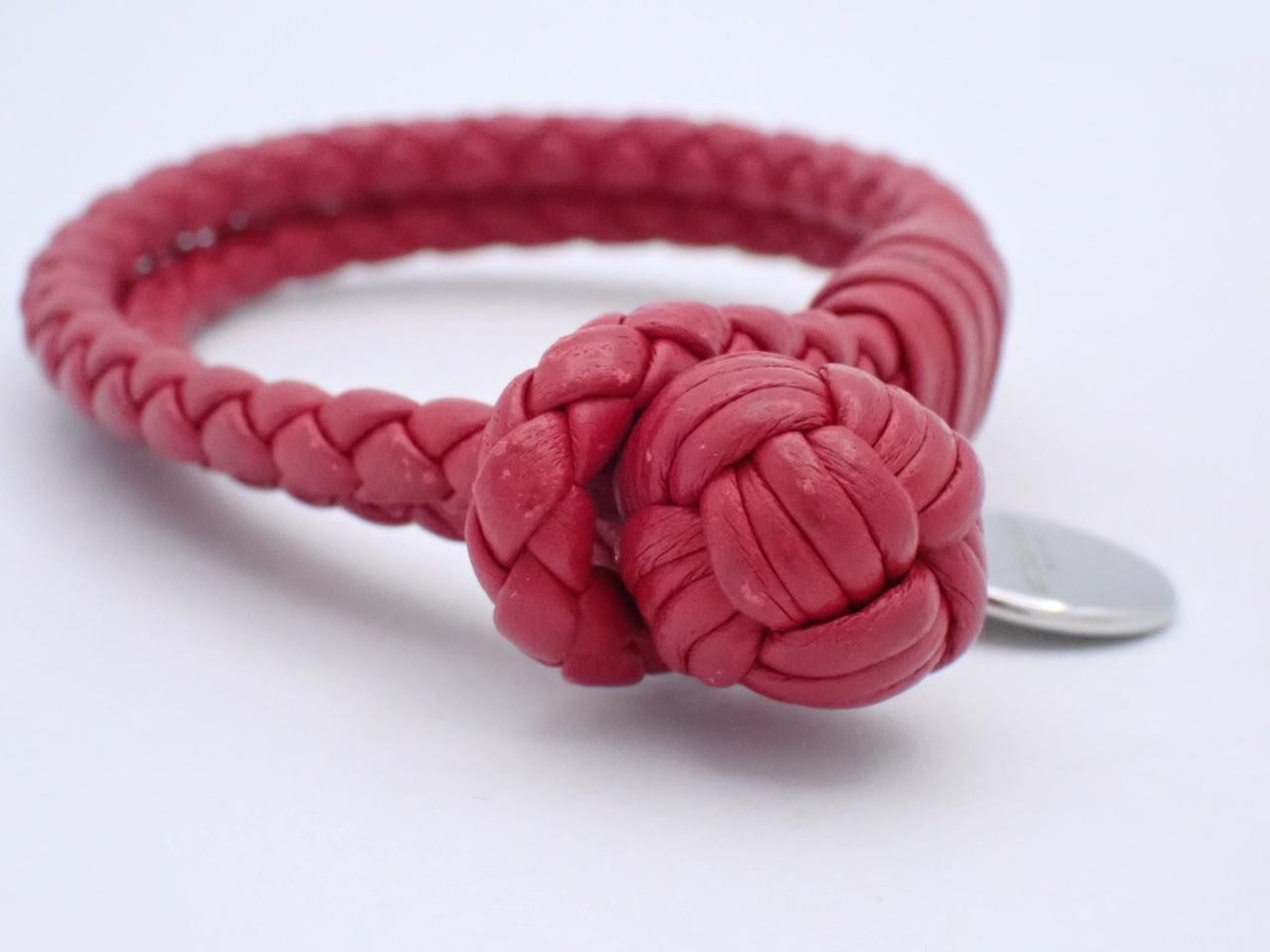 Intrecciato (small items), bracelet, bangle (leather/fabric) - Red — view 3