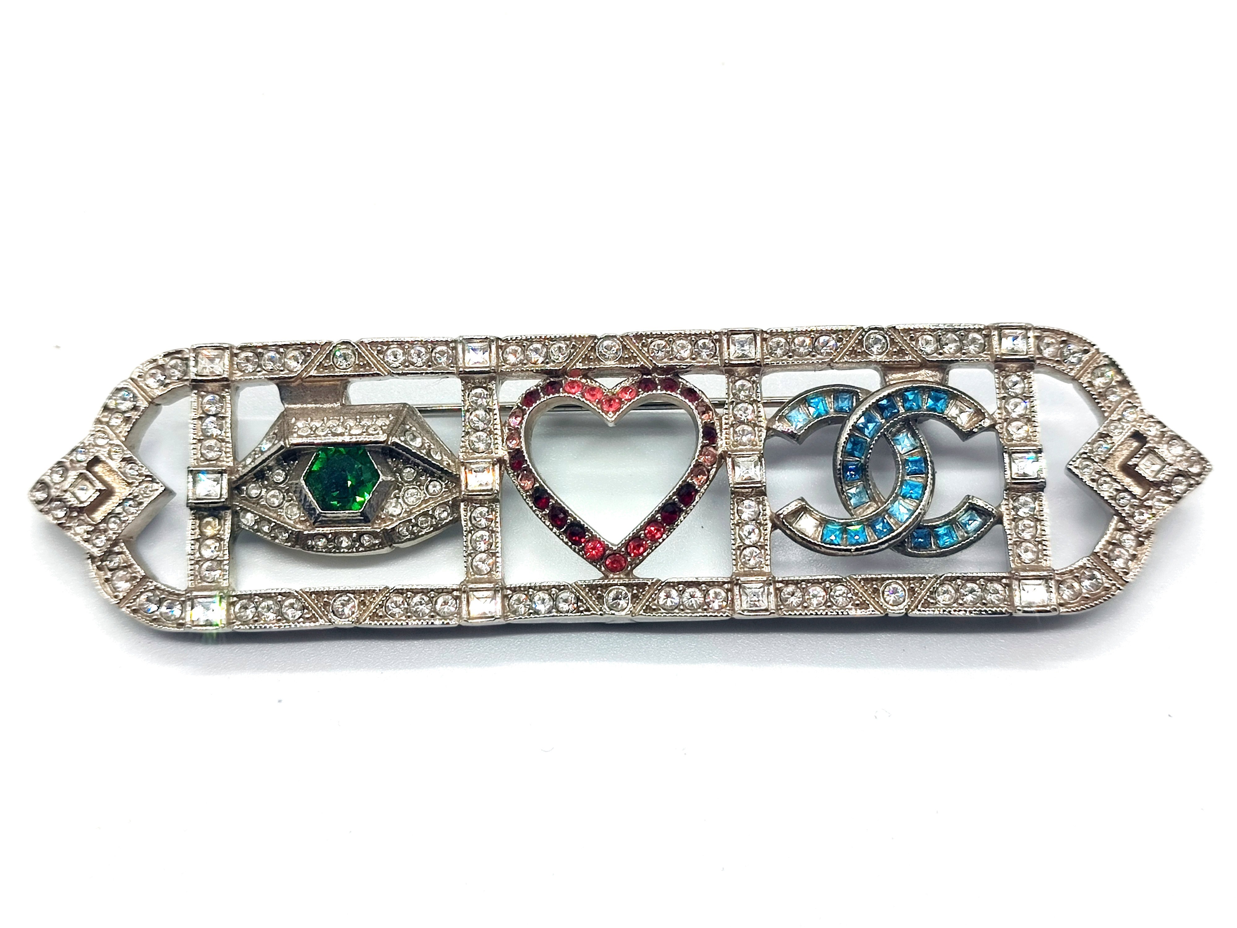 Coco Mark Multicolor Rhinestone Brooch A16K