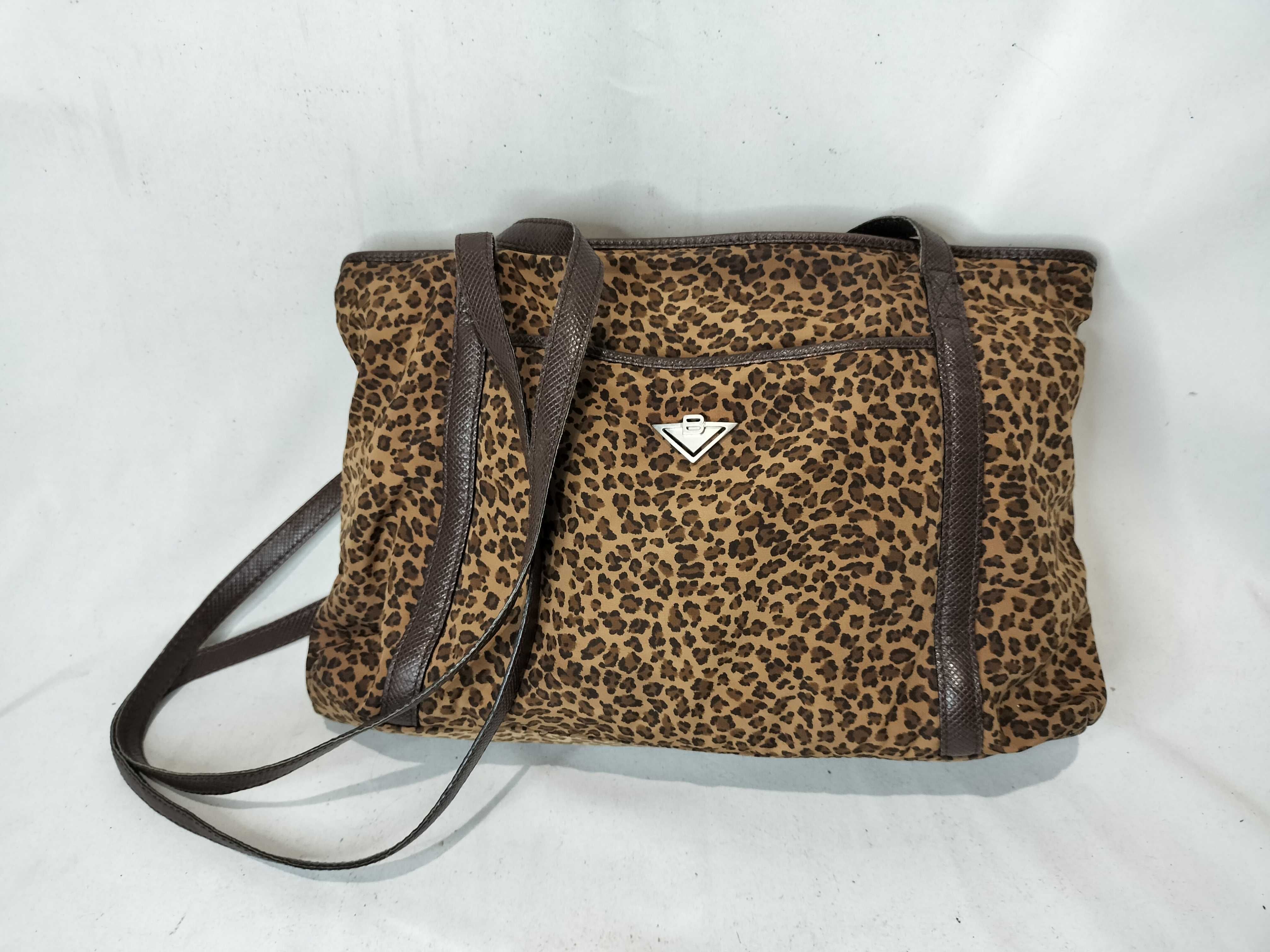 Nylon Leopard Print Tote Hand Shoulder Bag
