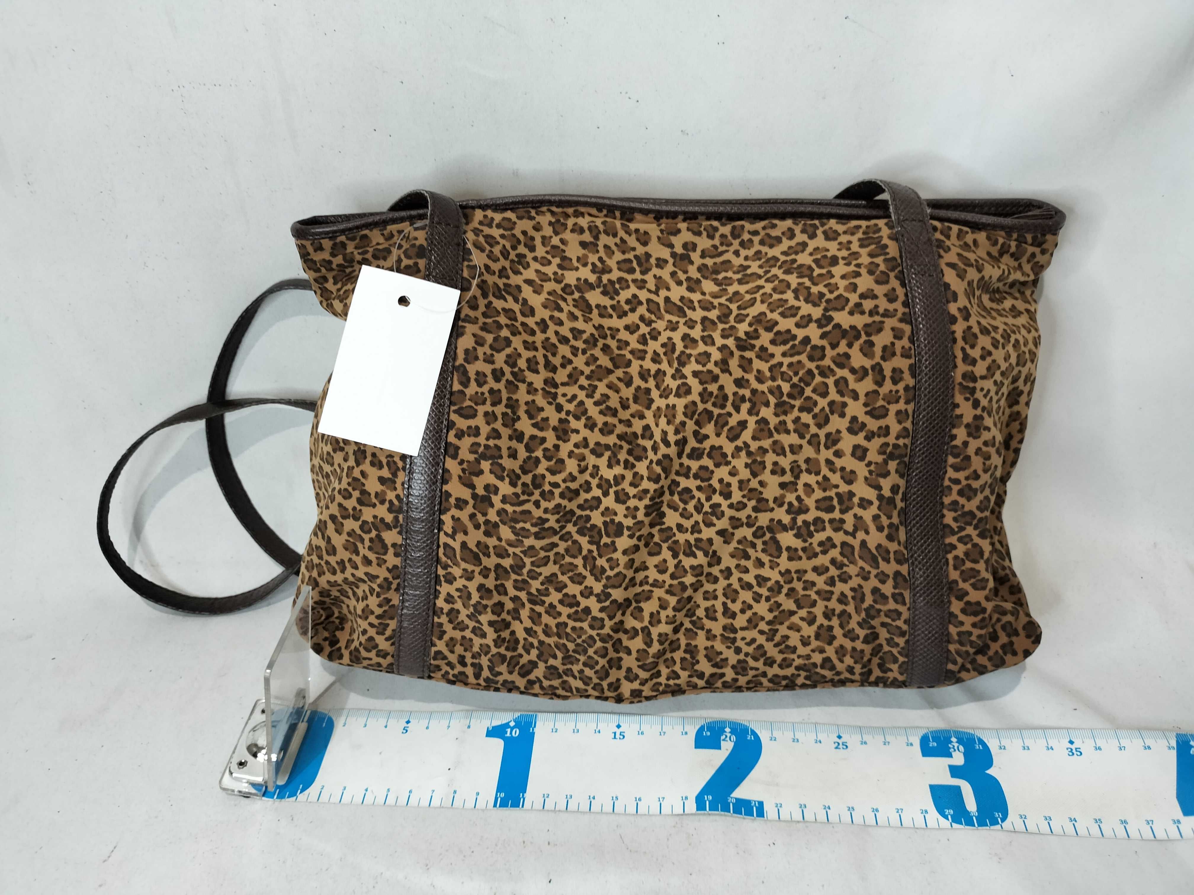 Nylon Leopard Print Tote Hand Shoulder Bag — view 3