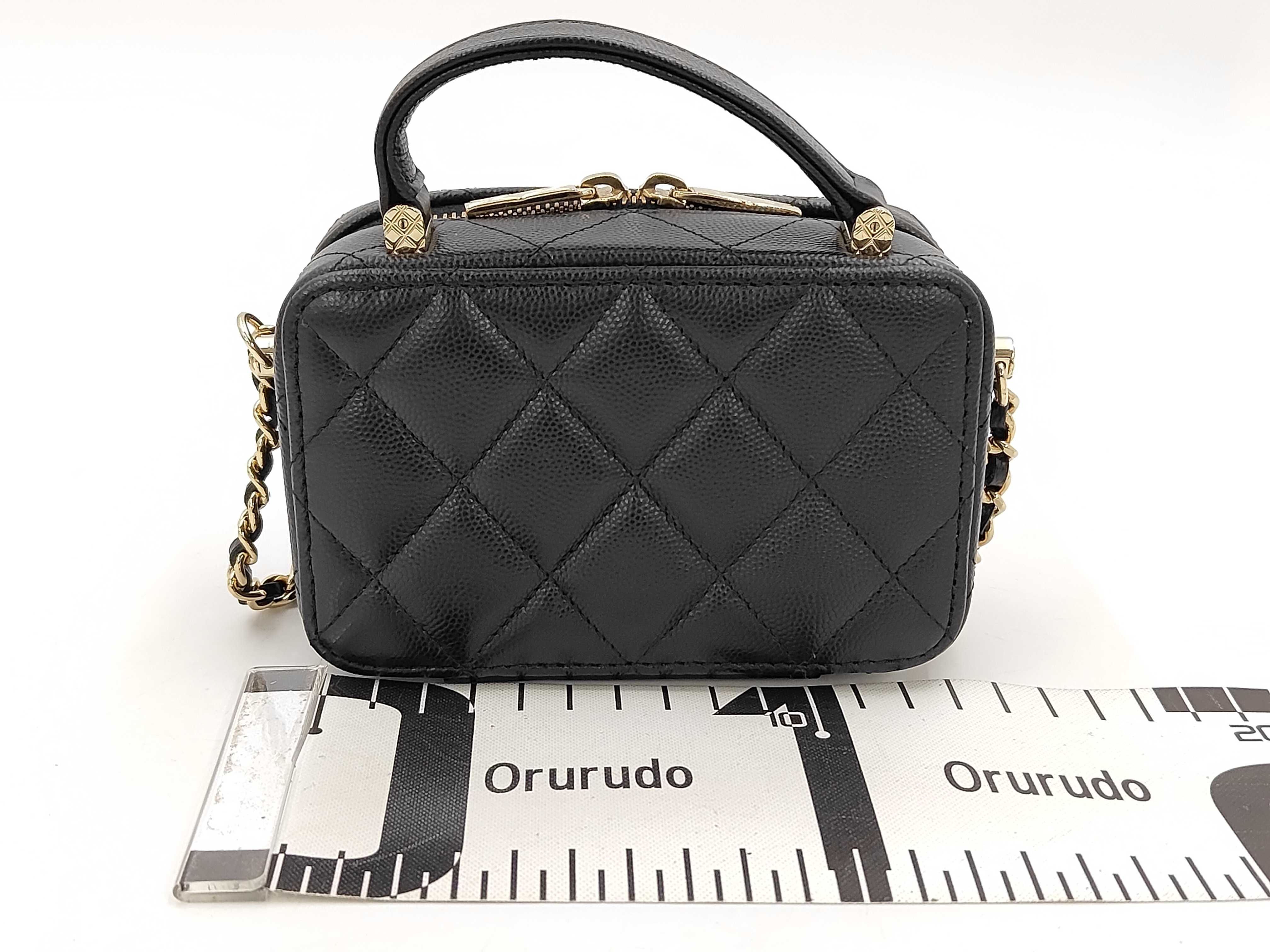 Matelassé Top Handle Vanity Bag, 2-Way, Lambskin, Black, Gold Hardware, Shoulder Bag — view 2