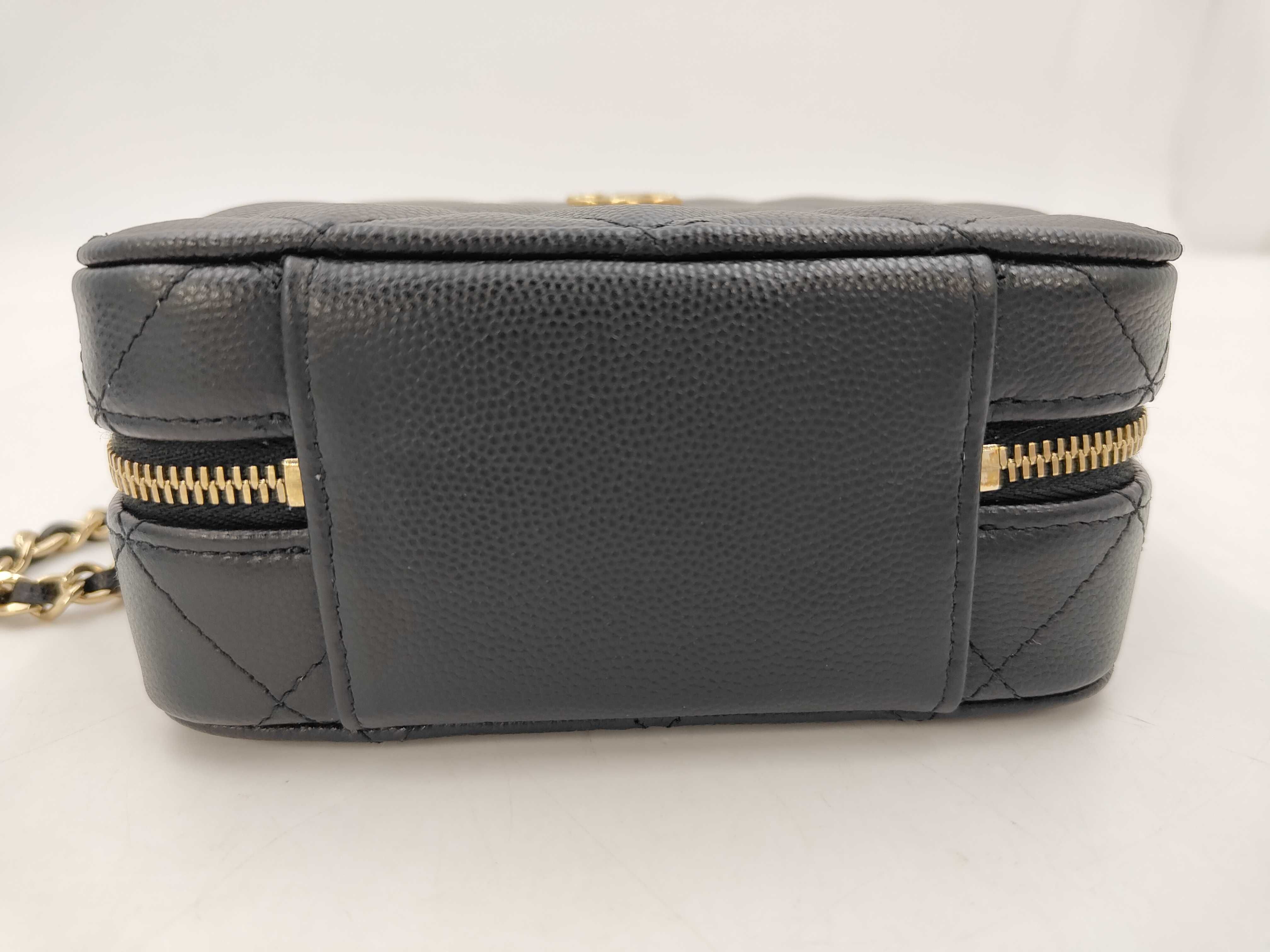 Matelassé Top Handle Vanity Bag, 2-Way, Lambskin, Black, Gold Hardware, Shoulder Bag — view 7