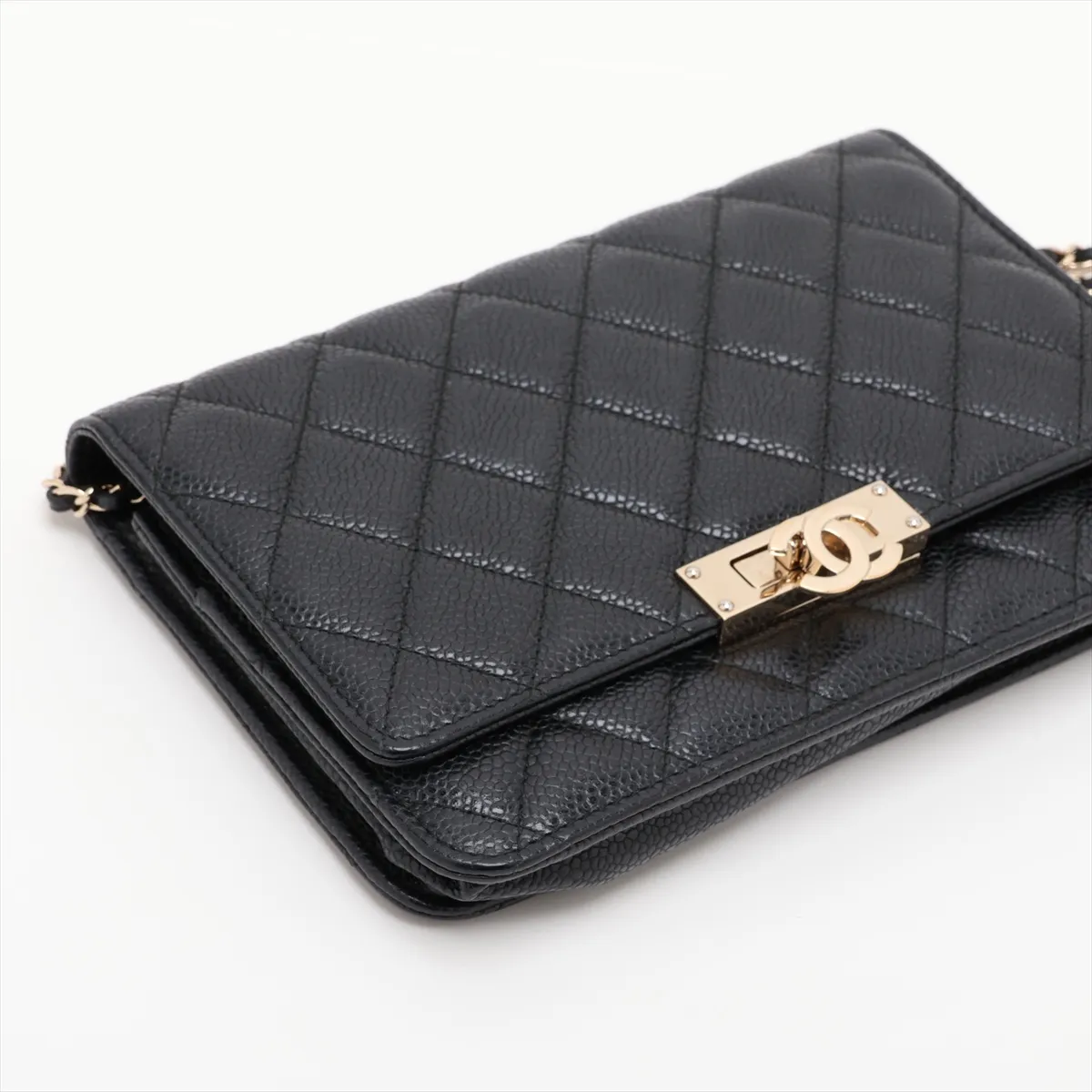 Coco Lock Caviar Skin Chain Wallet, Black, 25636560, Serial Number 25-series, A80766 — view 4