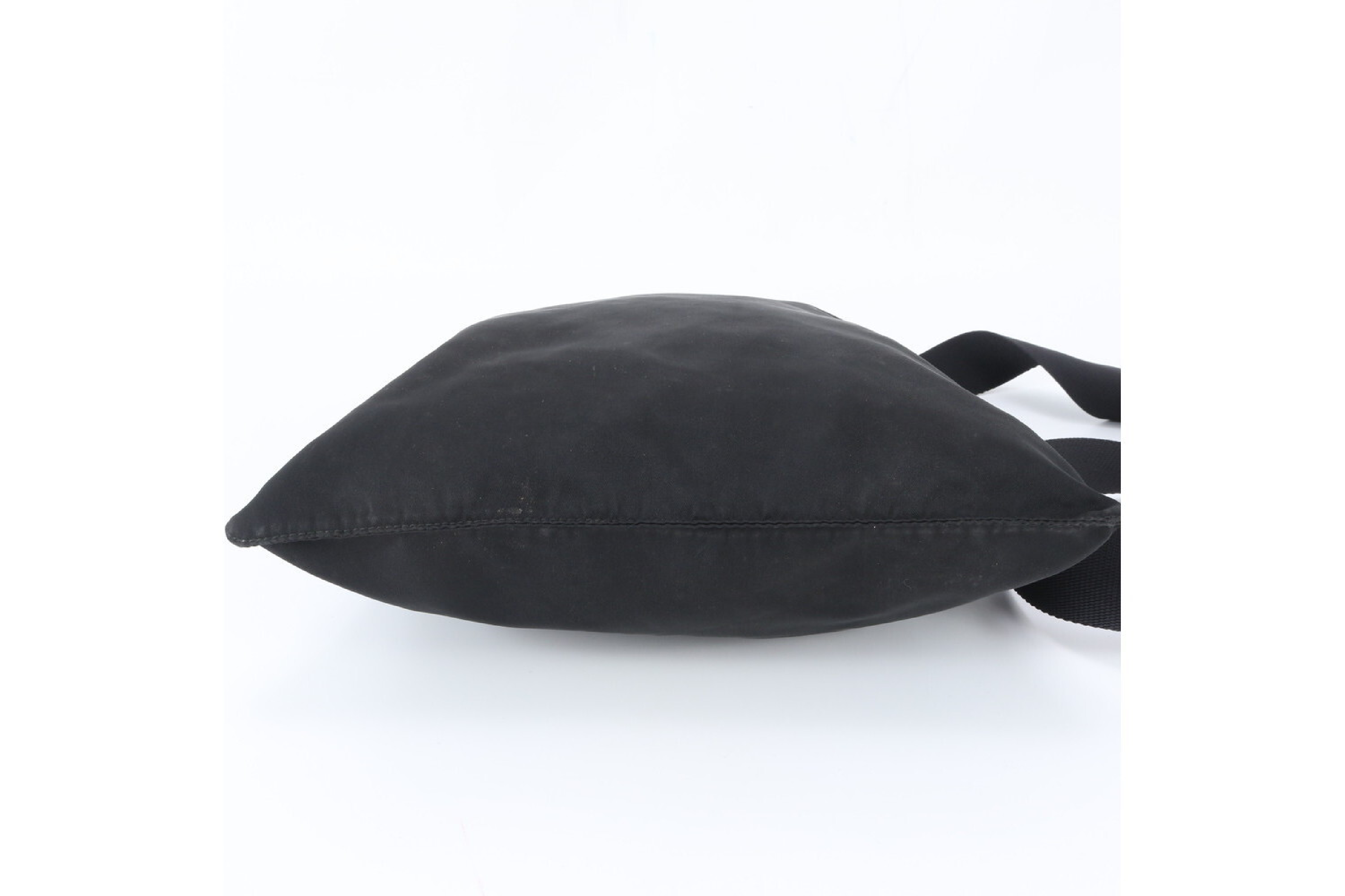 Tessuto Nylon Triangle Logo Leather Shoulder Bag — view 5