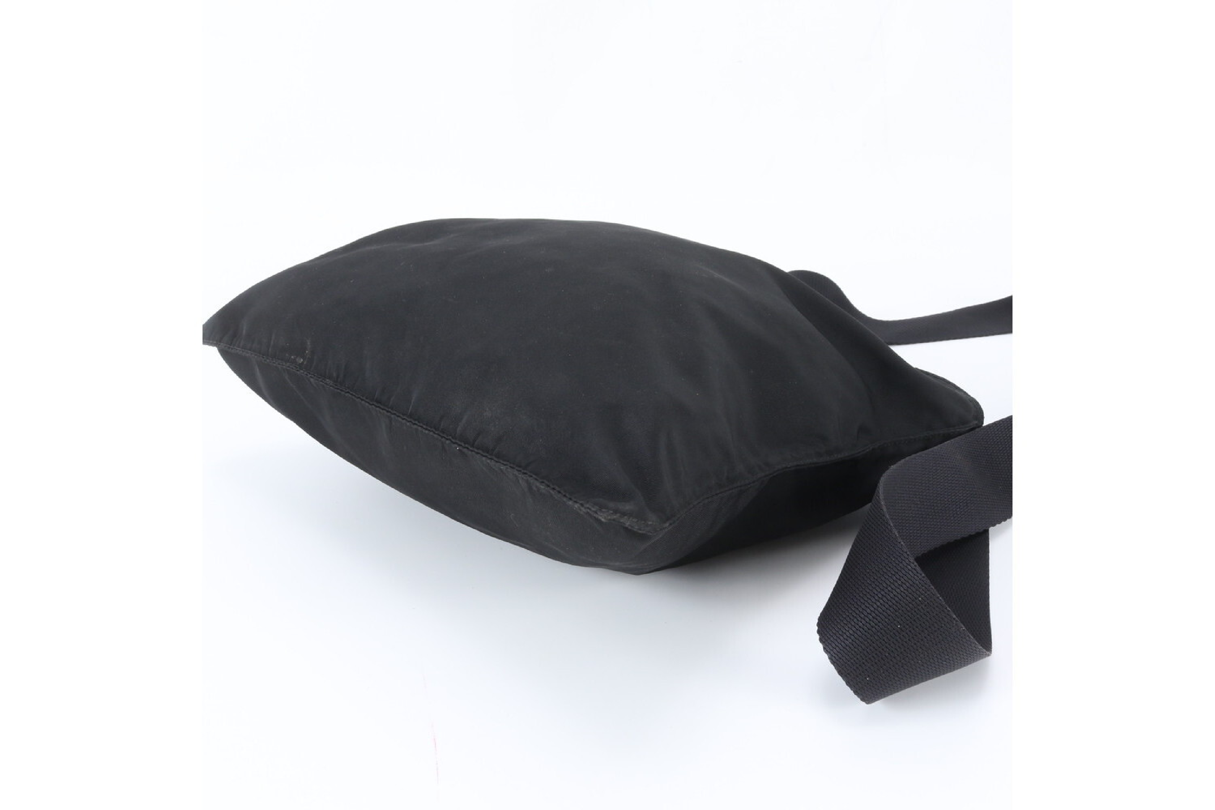 Tessuto Nylon Triangle Logo Leather Shoulder Bag — view 6