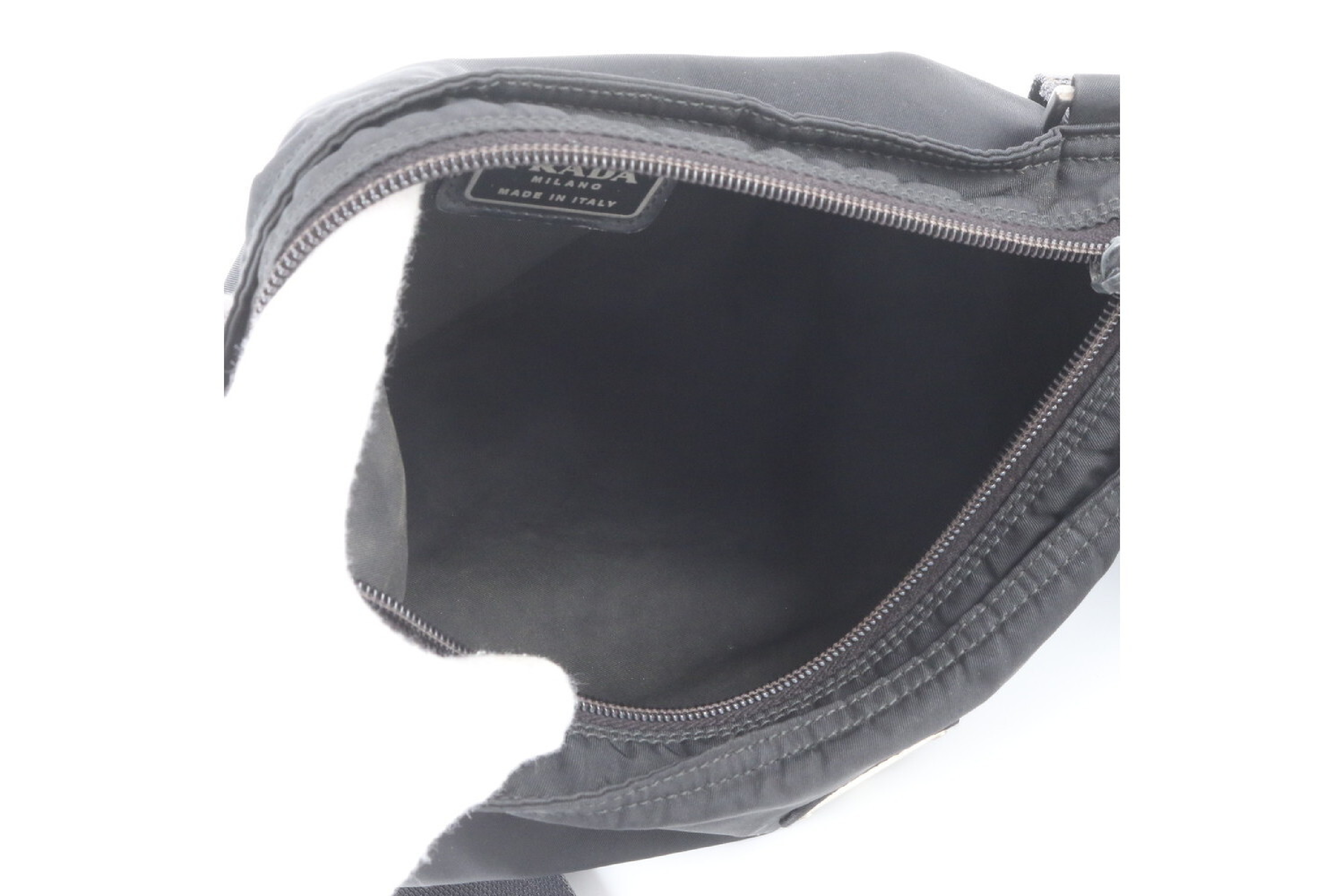 Tessuto Nylon Triangle Logo Leather Shoulder Bag — view 7