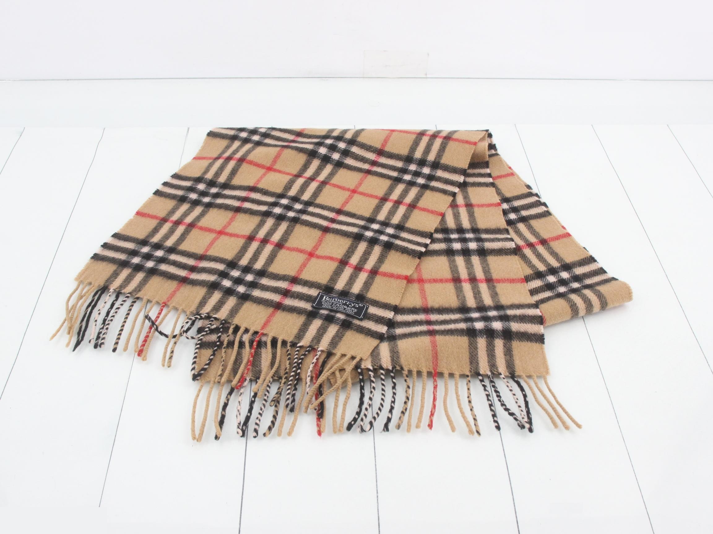 Cashmere Scarf, Nova Check, Beige — view 2