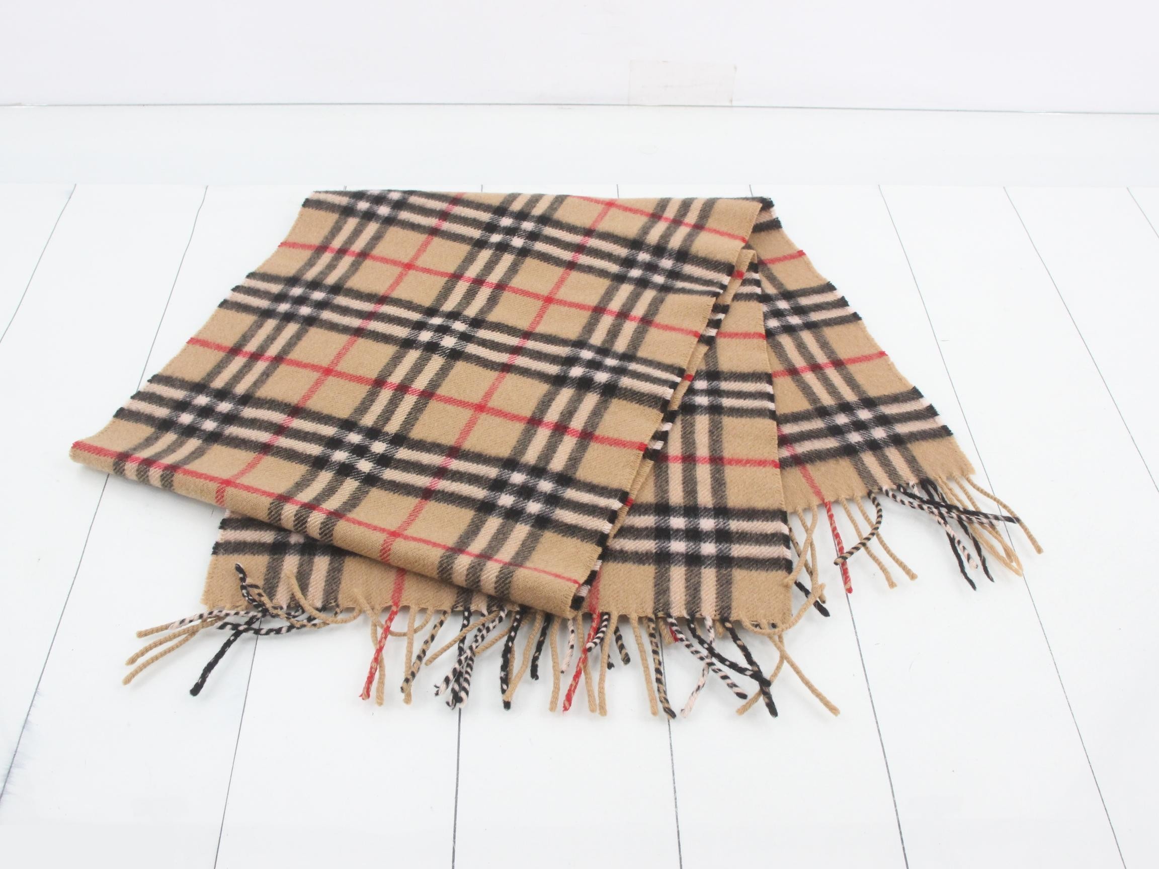 Cashmere Scarf, Nova Check, Beige — view 3