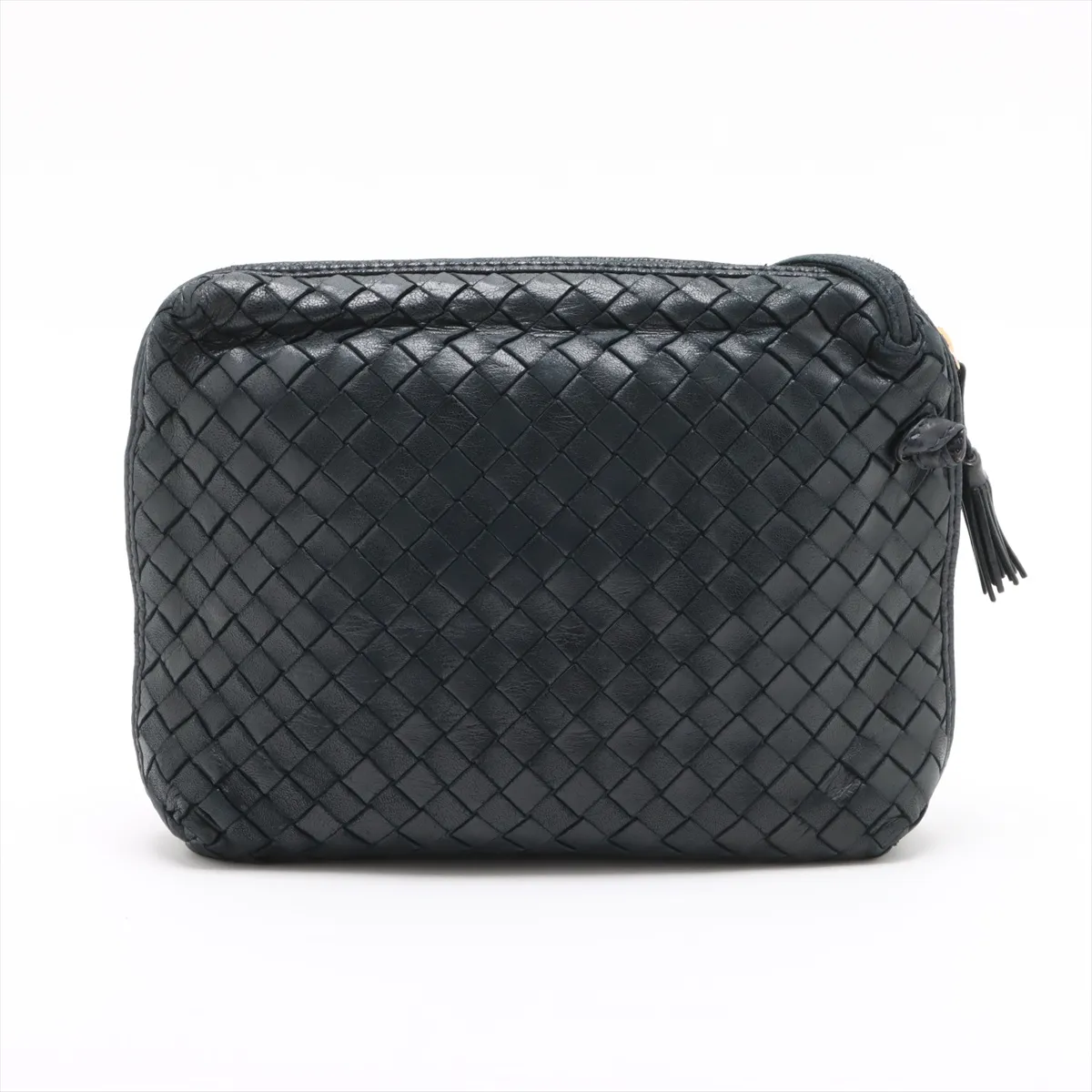 Intrecciato Leather Shoulder Bag Black — view 2