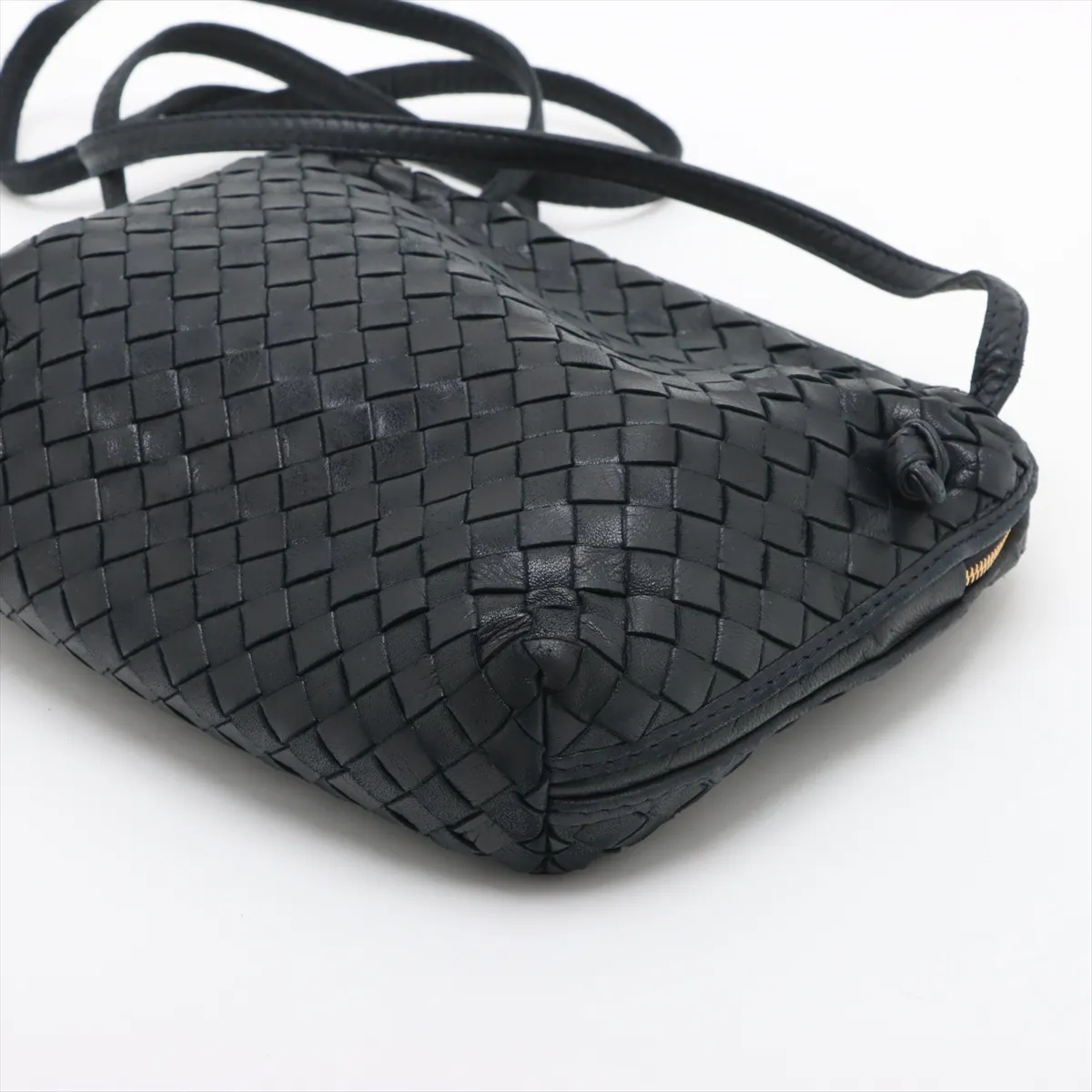 Intrecciato Leather Shoulder Bag Black — view 3