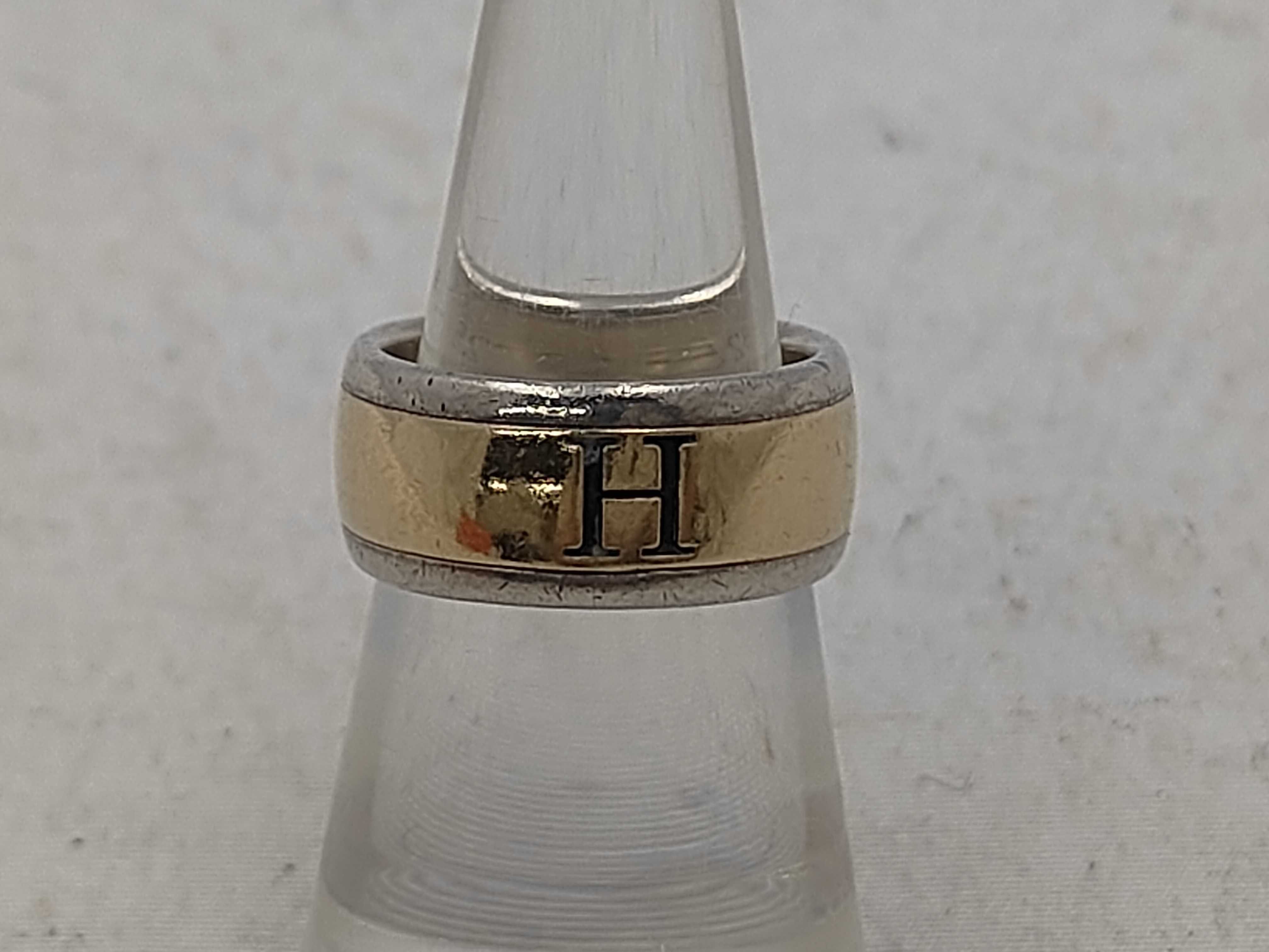 H-logo ring, 750/925 combination, size 48.