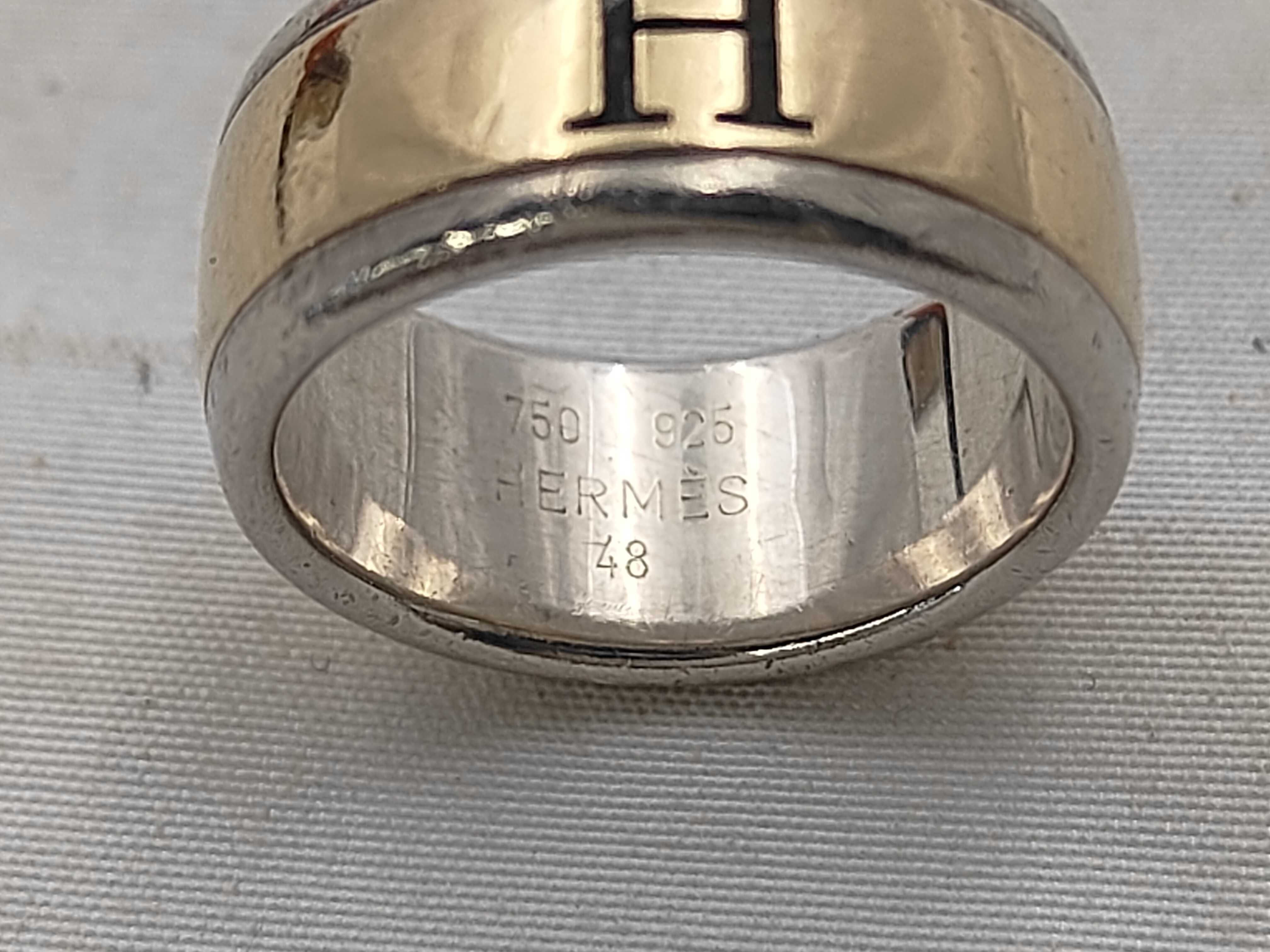 H-logo ring, 750/925 combination, size 48. — view 4