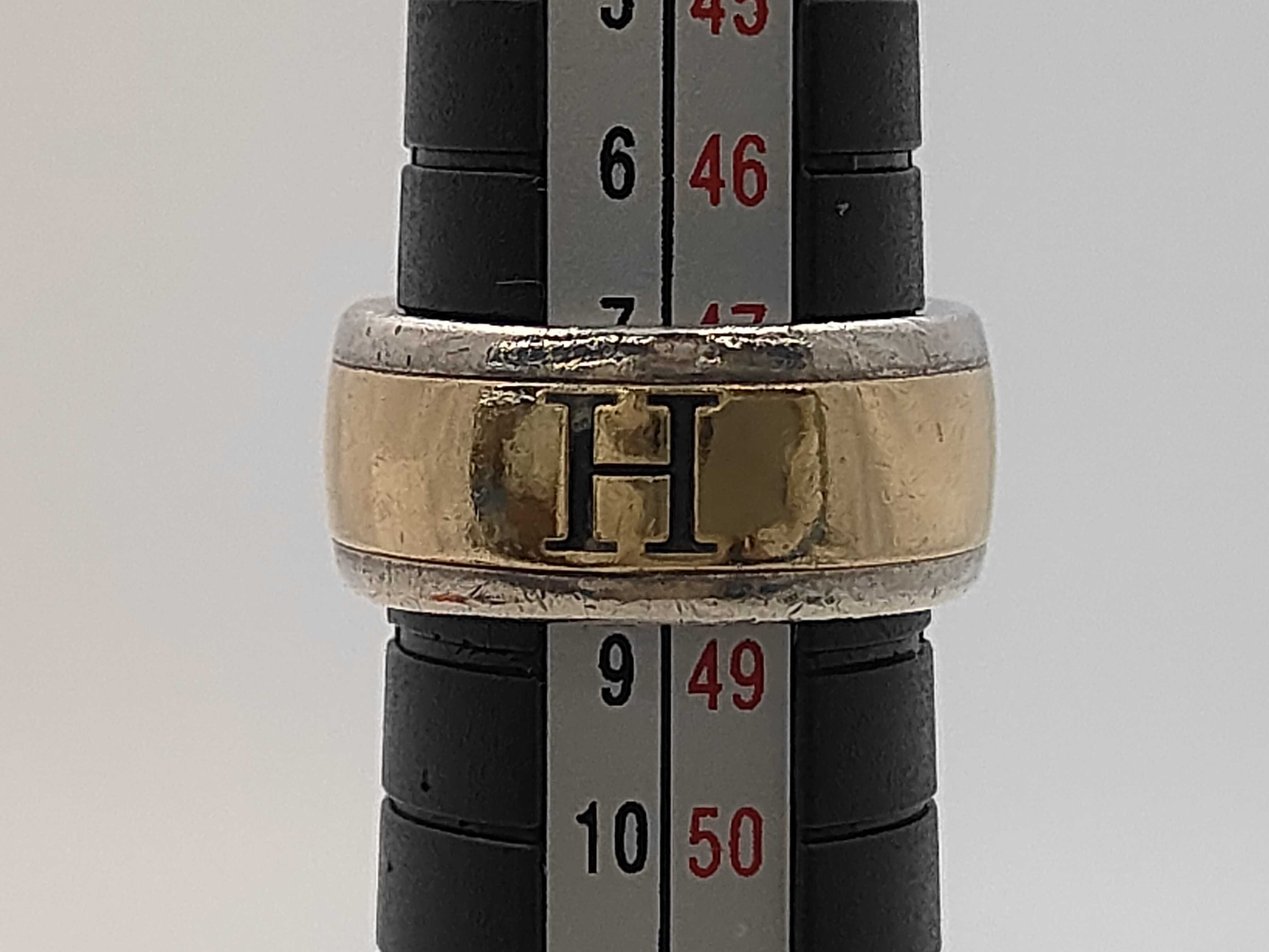 H-logo ring, 750/925 combination, size 48. — view 5