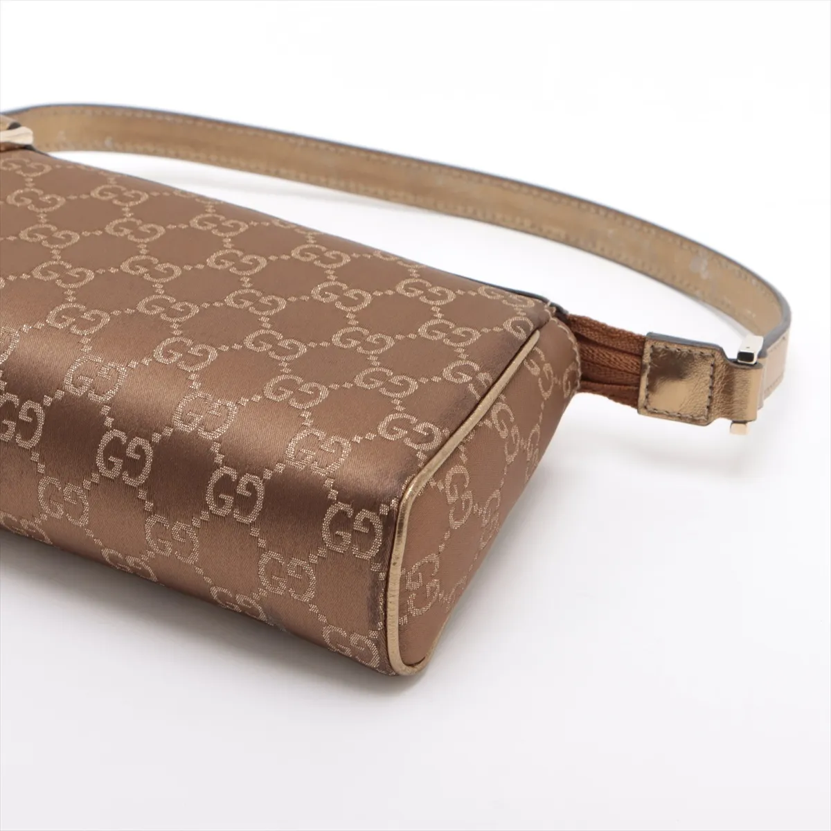 GG Nylon x Leather Shoulder Bag Gold 145750 — view 3