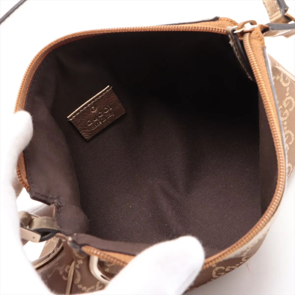 GG Nylon x Leather Shoulder Bag Gold 145750 — view 7