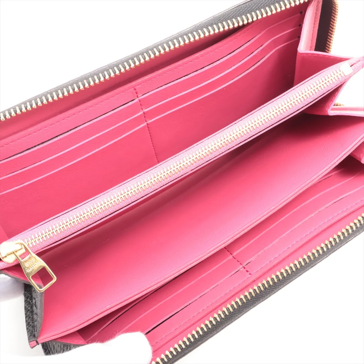 Taurillon Portefeuille Comet M63102 MI1149 Noir x Hot Pink Round Zip Wallet — view 3