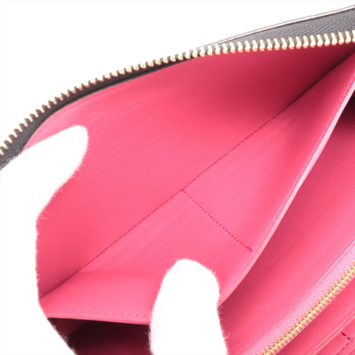 Taurillon Portefeuille Comet M63102 MI1149 Noir x Hot Pink Round Zip Wallet — view 4