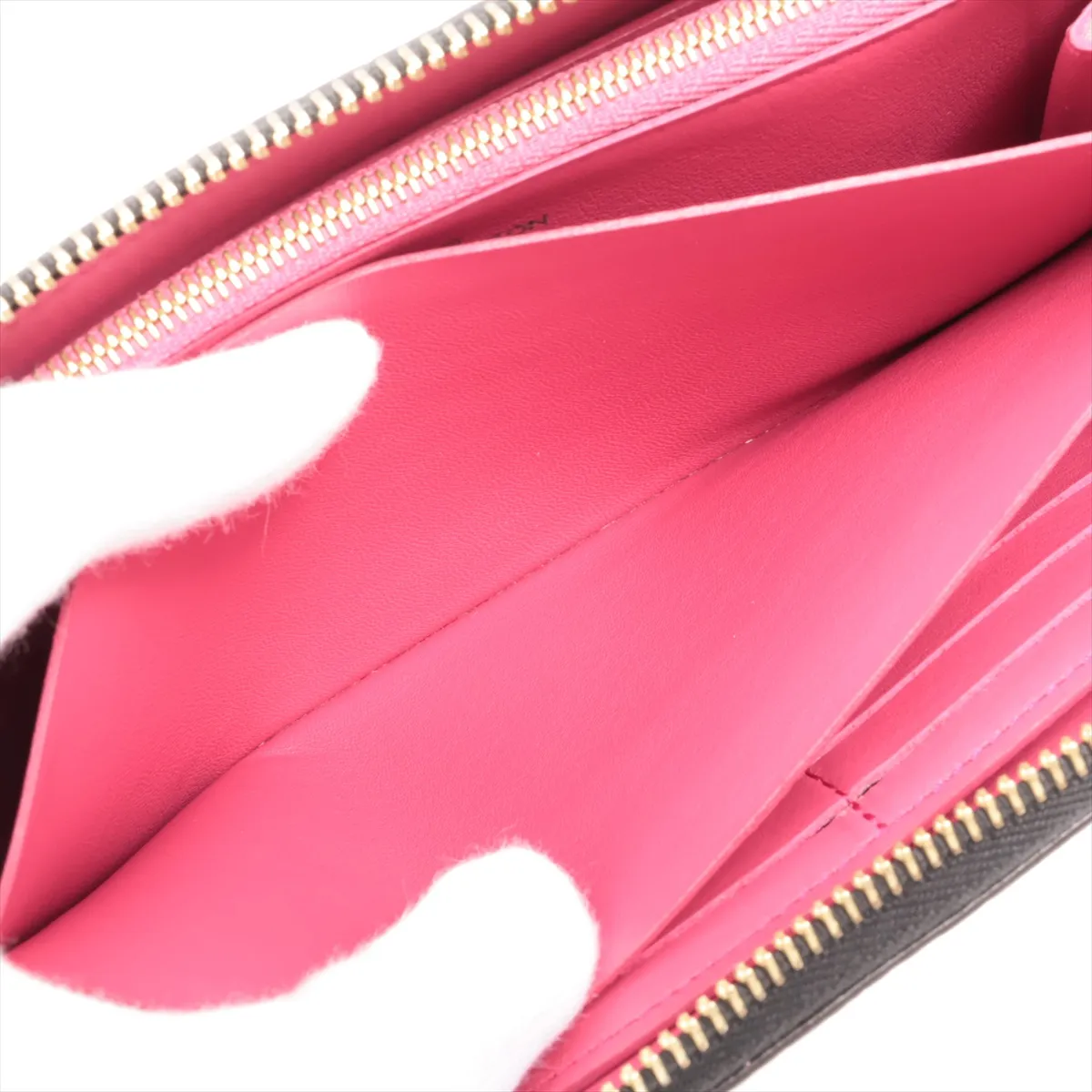 Taurillon Portefeuille Comet M63102 MI1149 Noir x Hot Pink Round Zip Wallet — view 7
