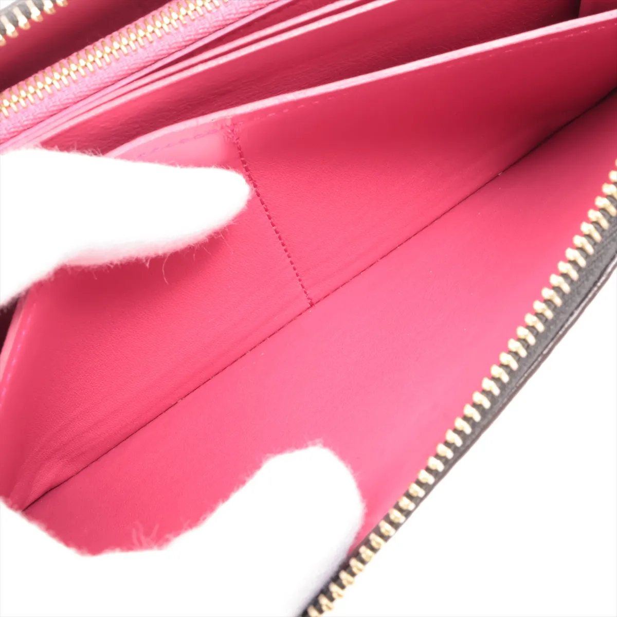 Taurillon Portefeuille Comet M63102 MI1149 Noir x Hot Pink Round Zip Wallet — view 9
