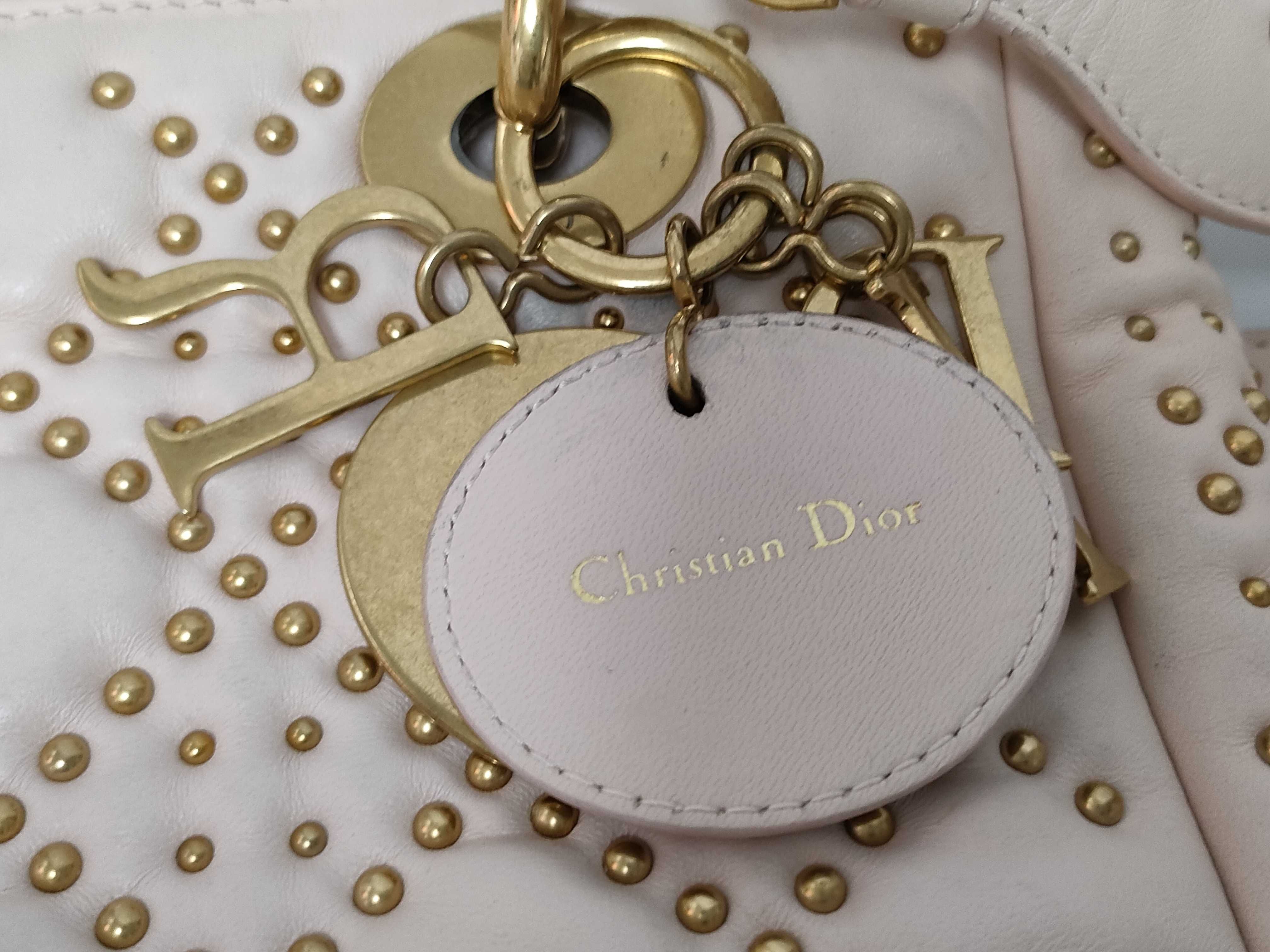 Lady Dior Supple Cannage Studded Strap Pink Leather Handbag — view 13