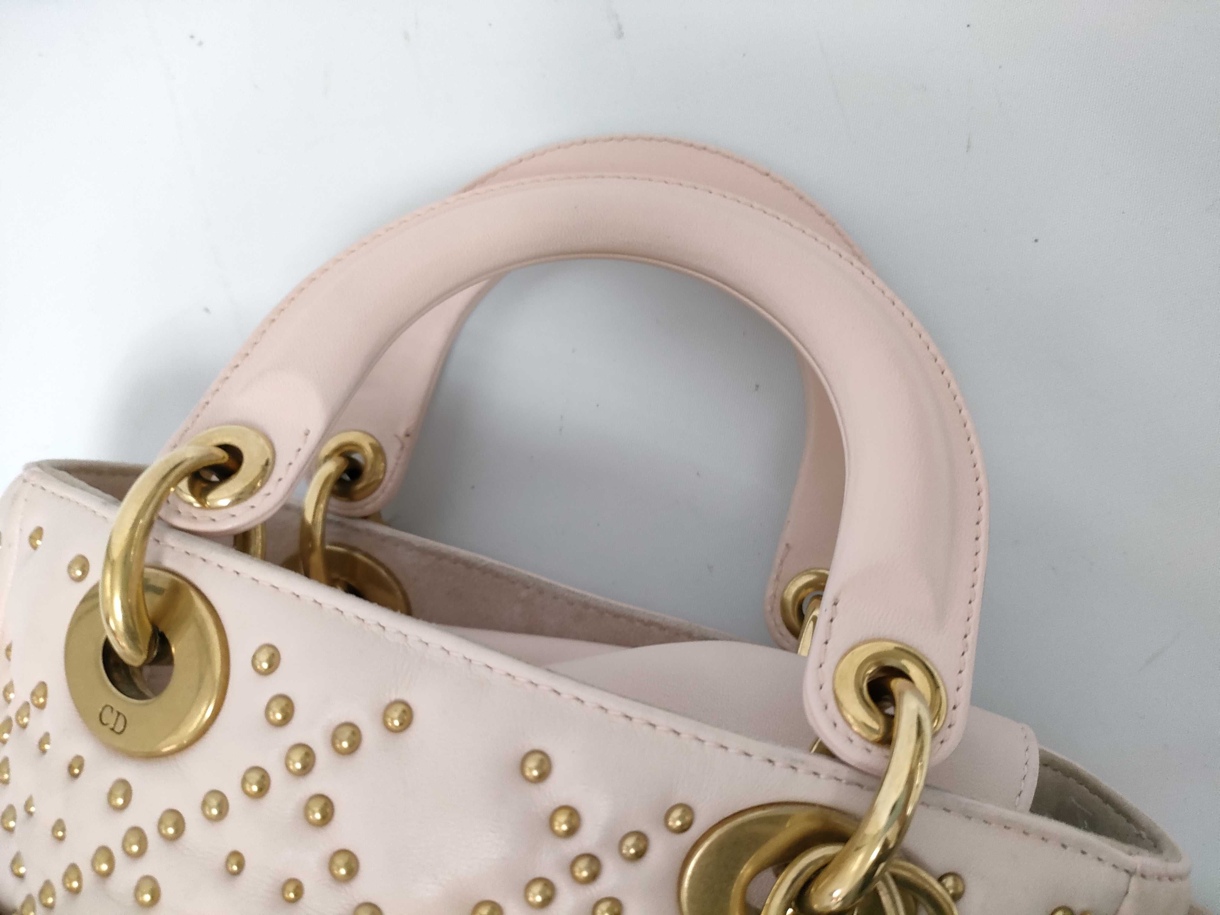 Lady Dior Supple Cannage Studded Strap Pink Leather Handbag — view 3