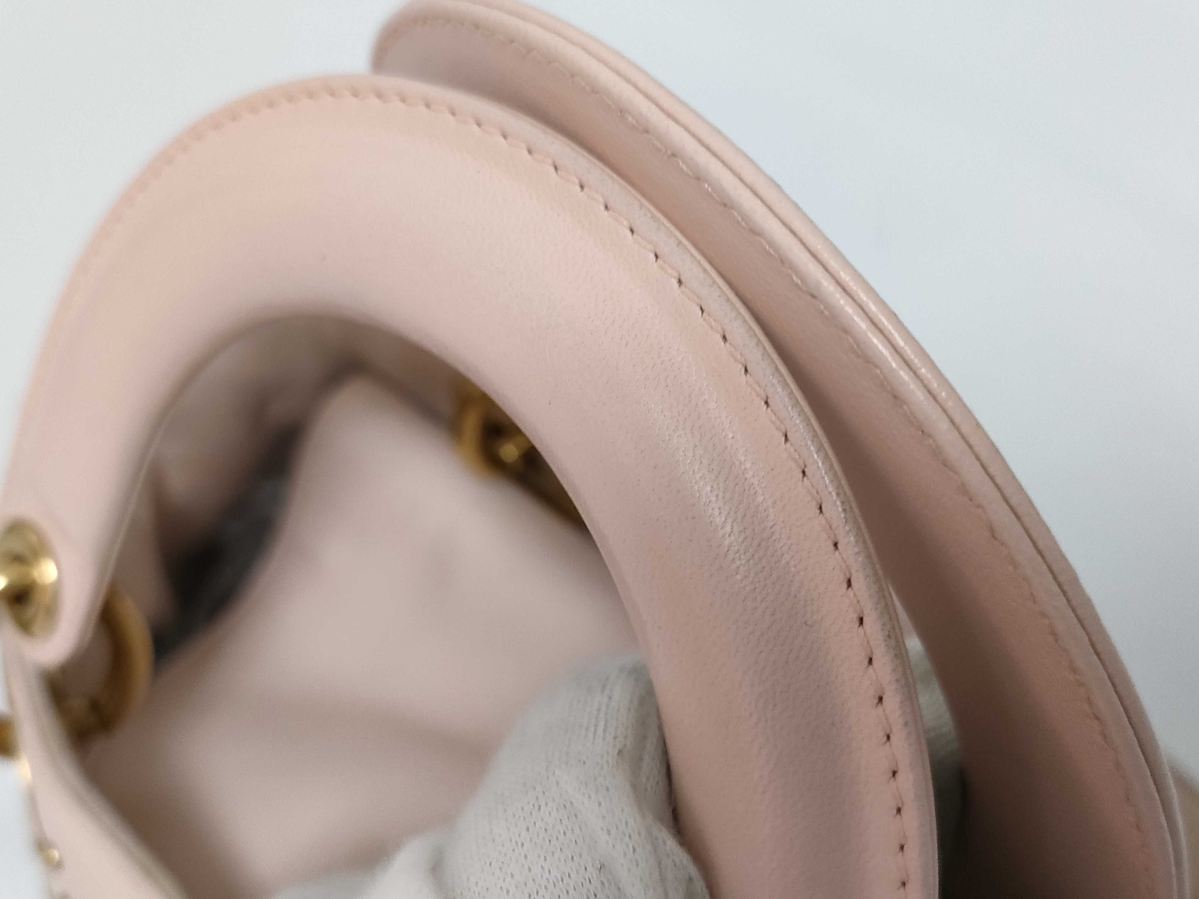 Lady Dior Supple Cannage Studded Strap Pink Leather Handbag — view 4
