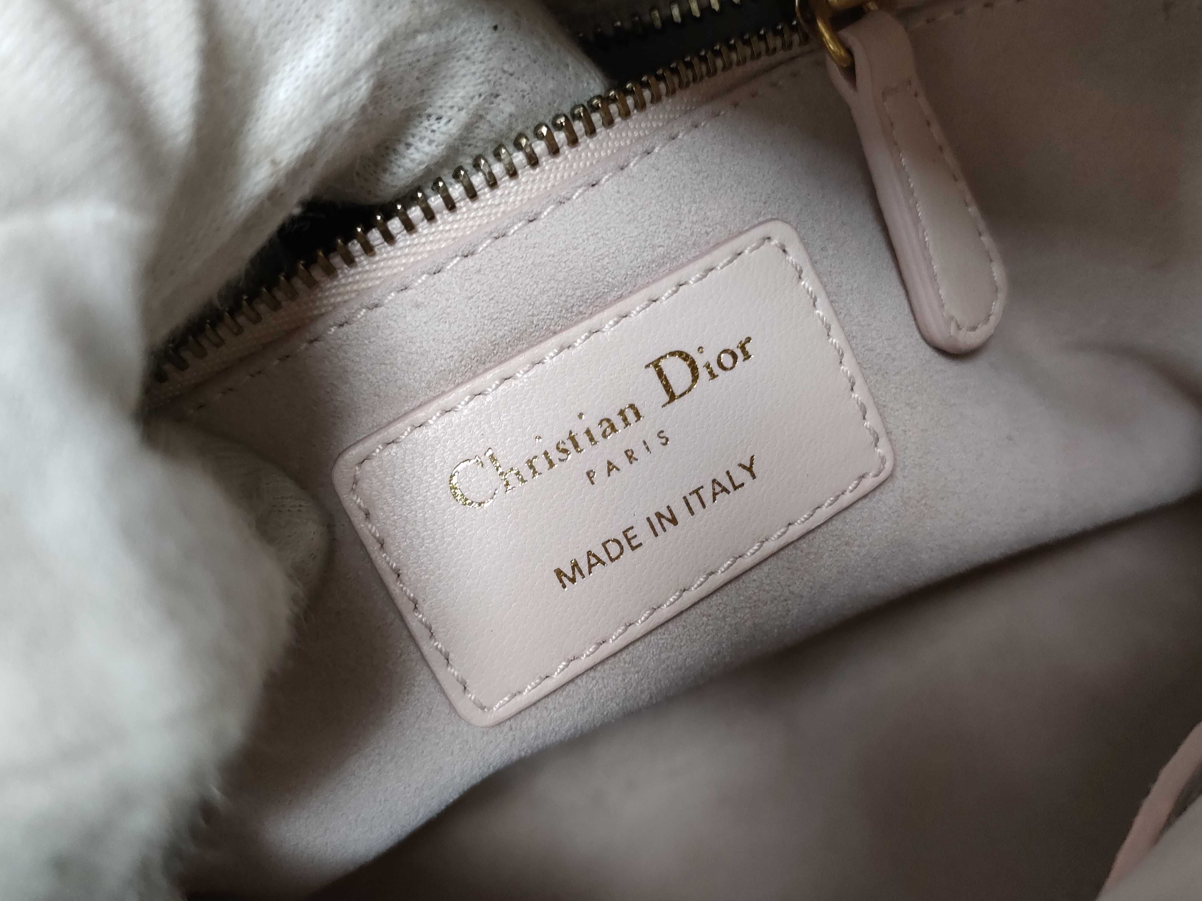 Lady Dior Supple Cannage Studded Strap Pink Leather Handbag — view 10