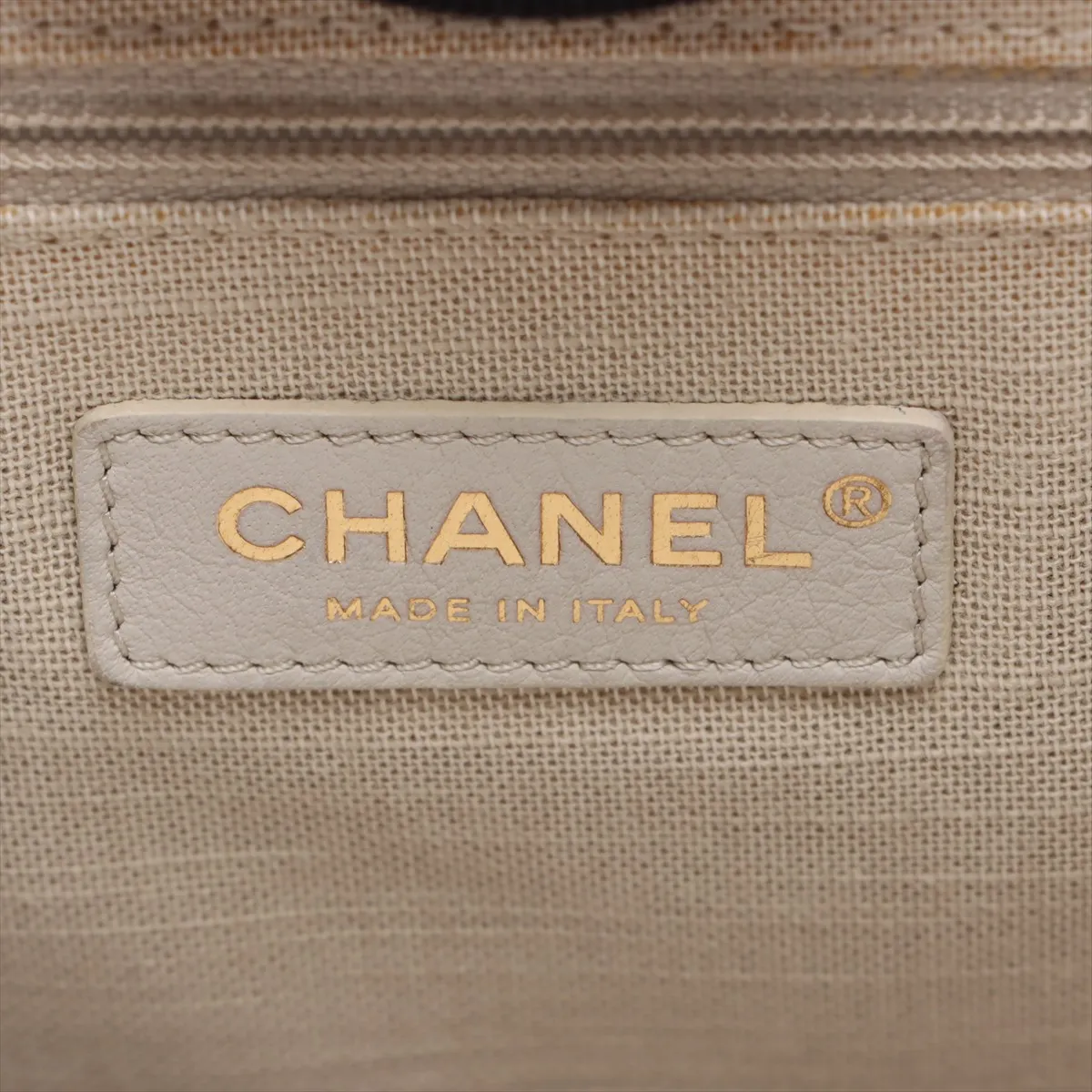 Deauville MM Canvas Chain Tote Bag Navy Gold Hardware X12HLH47 Random Plate — view 14