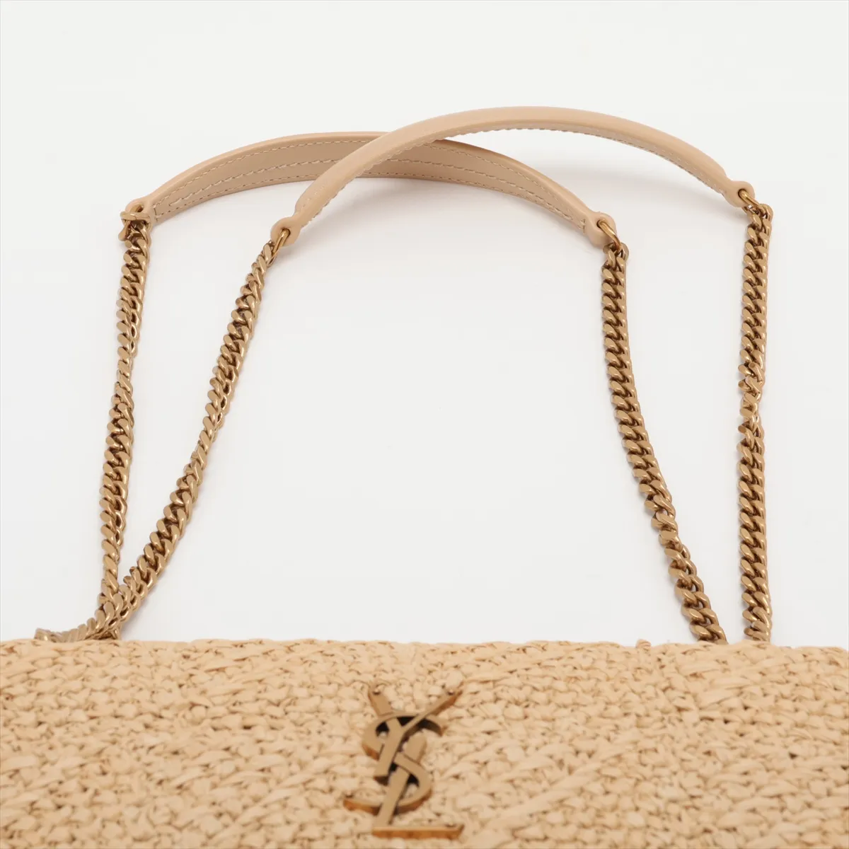 Jamie Raffia Chain Shoulder Bag, Beige, 515821 — view 6
