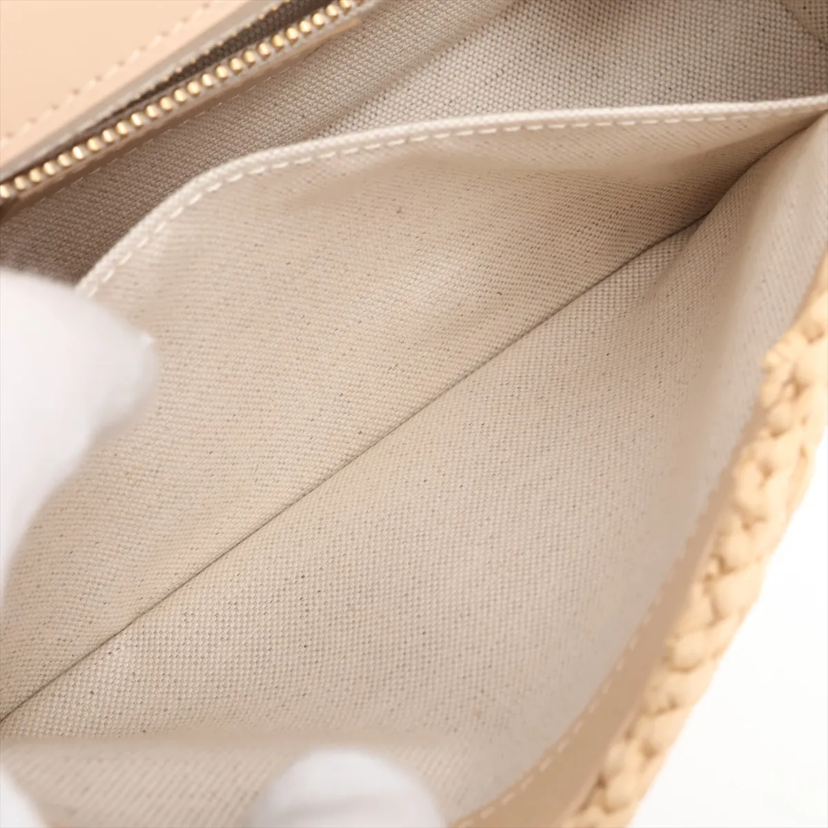Jamie Raffia Chain Shoulder Bag, Beige, 515821 — view 9