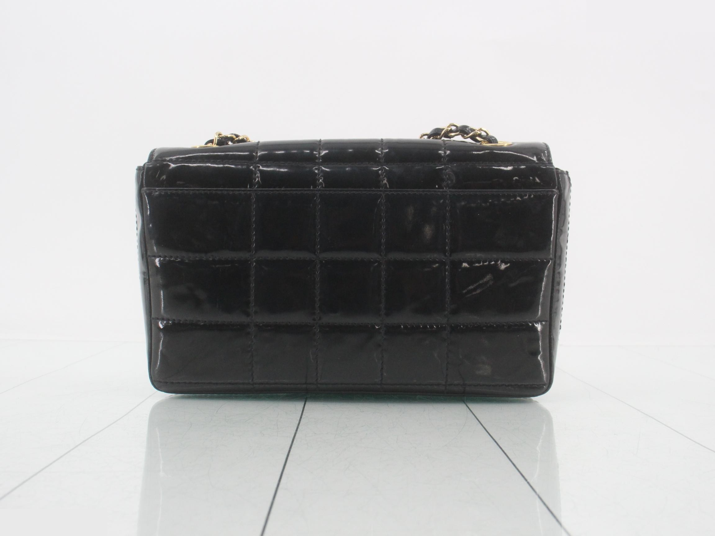 Chocolate Bar Enamel Chain Shoulder Bag, Black — view 2