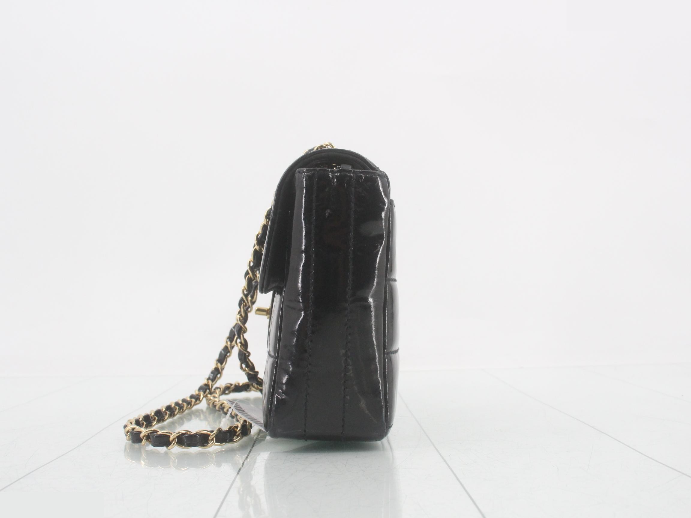 Chocolate Bar Enamel Chain Shoulder Bag, Black — view 3