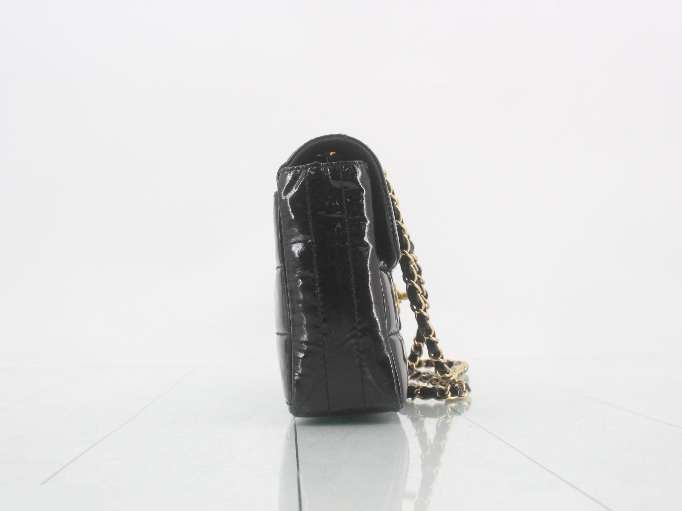 Chocolate Bar Enamel Chain Shoulder Bag, Black — view 4