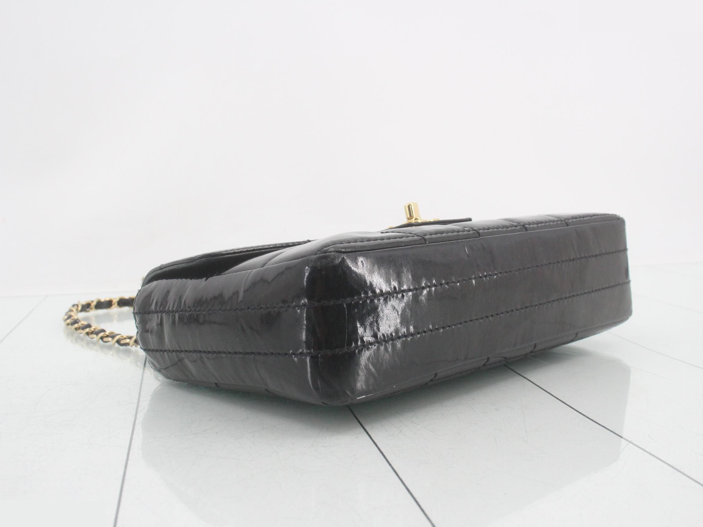 Chocolate Bar Enamel Chain Shoulder Bag, Black — view 5