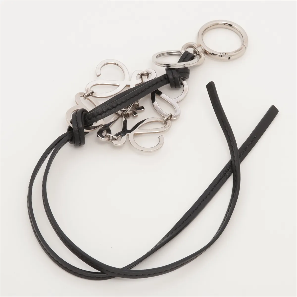 Anagram Charm, Leather x Metal, Black x Silver, — view 2